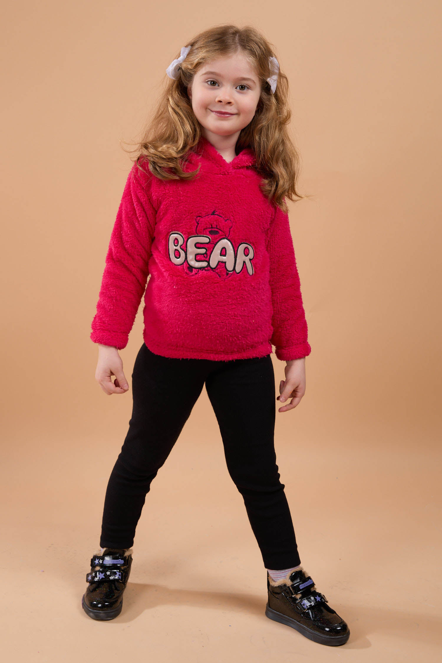 23794-FUSYA Peluş Kız Çocuk Kapşonlu Sweat - 1