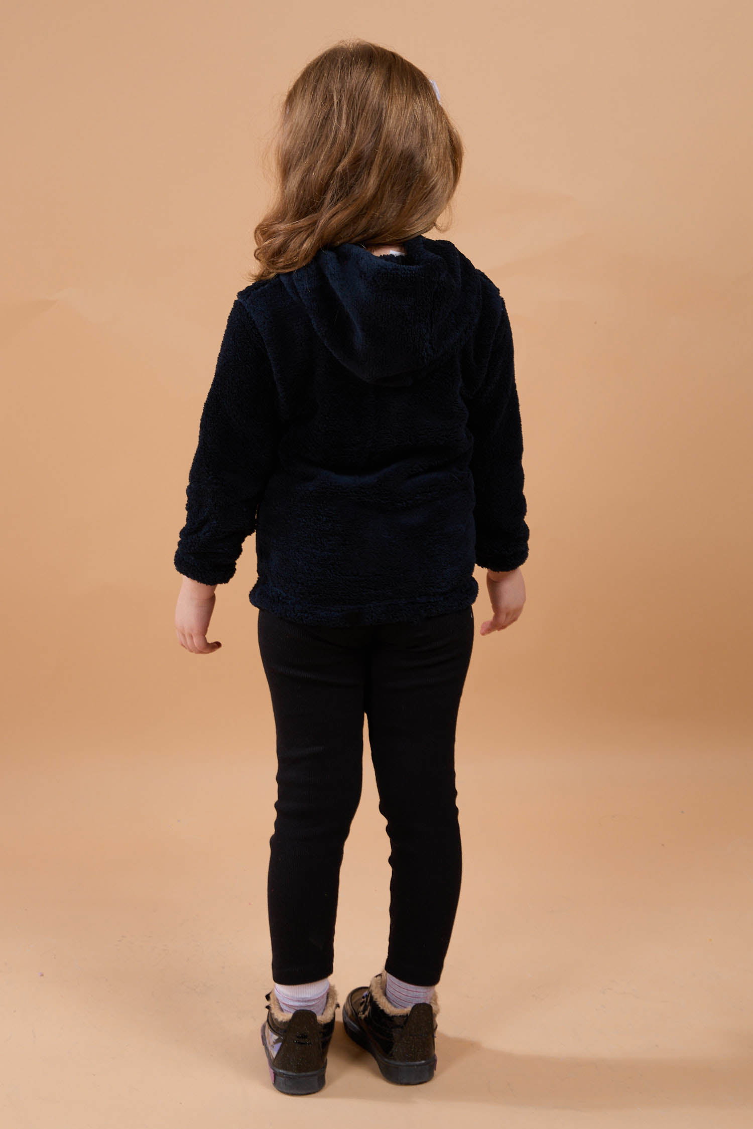 23794-LACIVERT Peluş Kız Çocuk Kapşonlu Sweat - 4