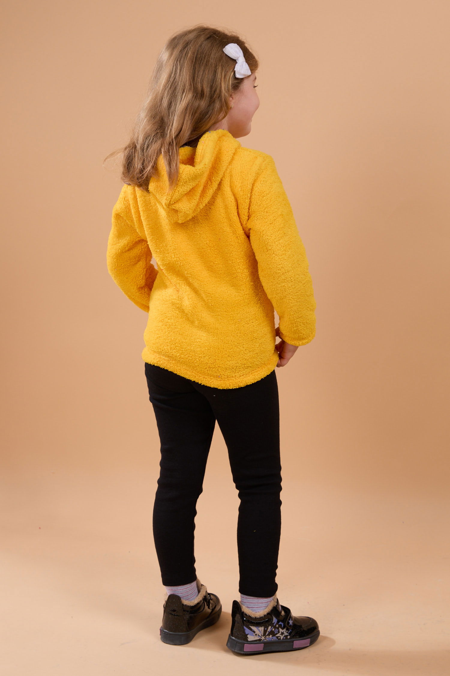 23794-SARI Peluş Kız Çocuk Kapşonlu Sweat - 5