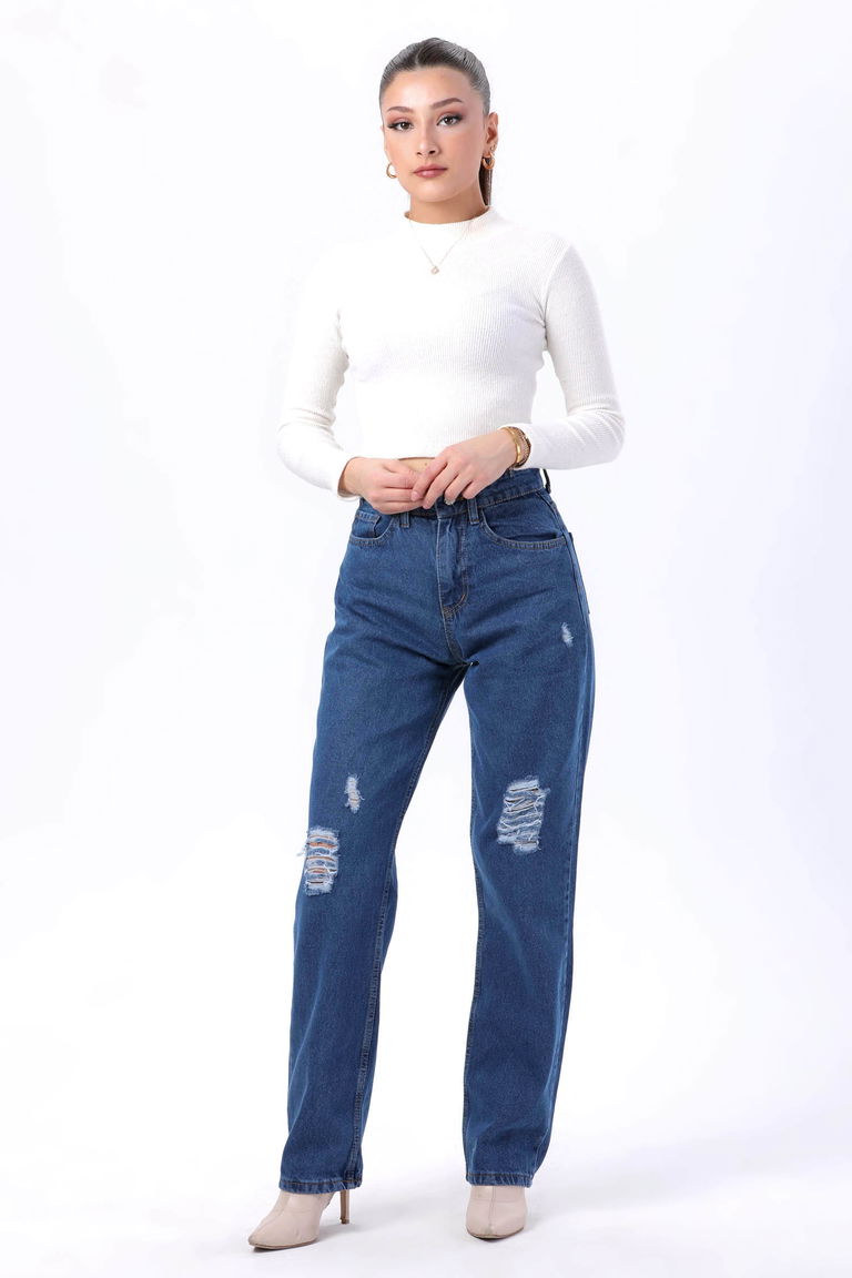 23807-MAVI Palazzo Lazerli Kot Pantolon - TOFİSA