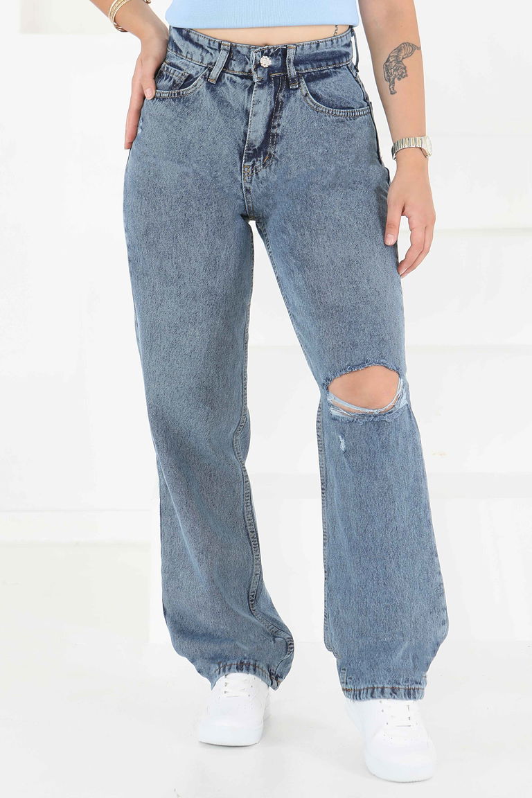 Palazzo Lazerli Kot Pantolon Koyu-mavi Kar - 23808 - TOFİSA