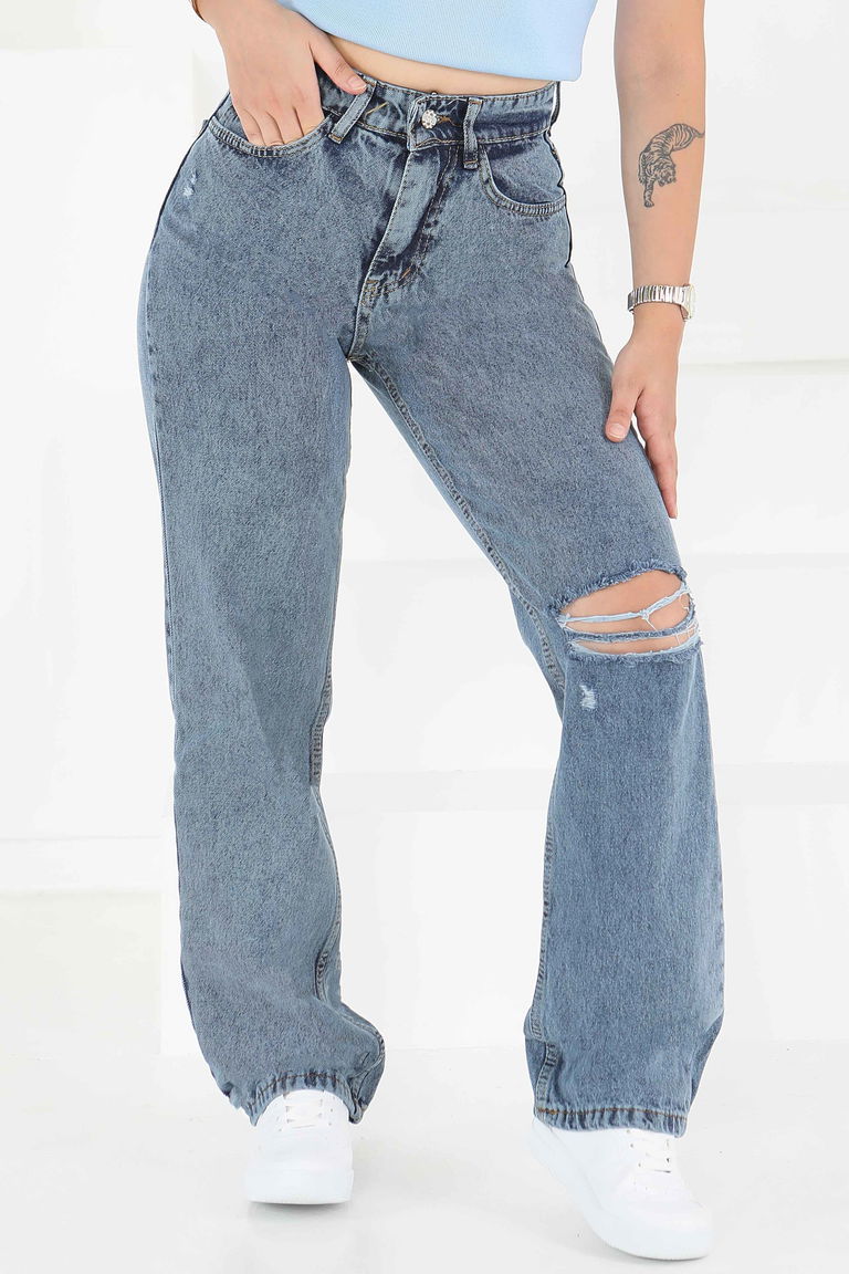 Palazzo Lazerli Kot Pantolon Koyu-mavi Kar - 23808 - TOFİSA