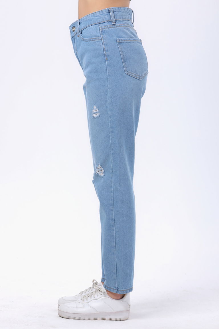 23809-BUZ-MAVI Mom Jeans Kot Pantolon - TOFİSA