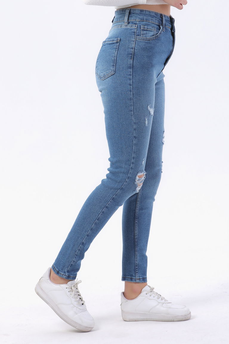 23812-MAVI Likralı Skinny Kot Pantolon - TOFİSA