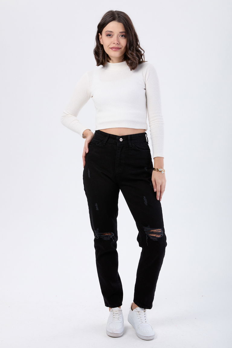 Mam Jeans Lazer Kesim Siyah - 23813 - TOFİSA
