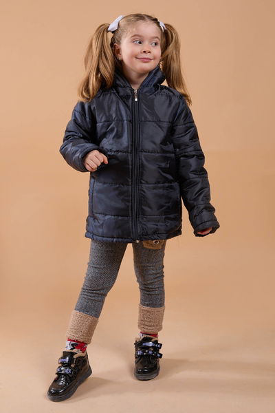 23856-LACIVERT Çocuk Şişme Mont 
