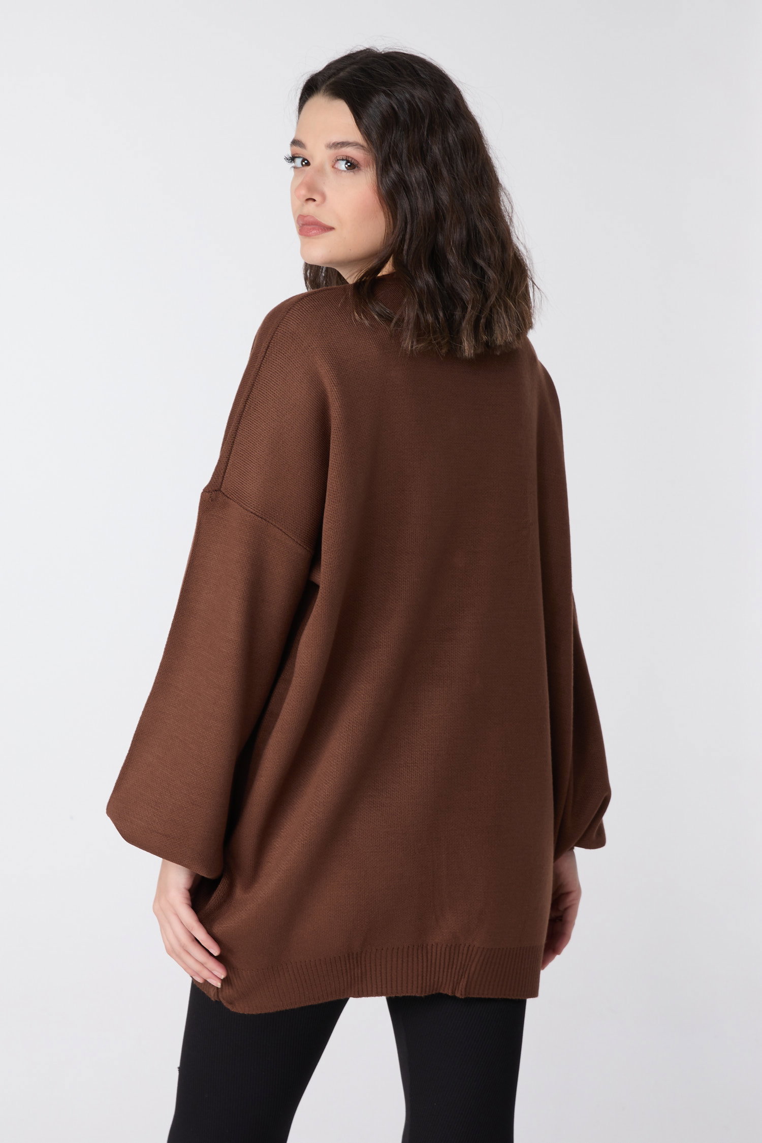 23870-KAHVE İnci Detaylı Triko Tunik - 4