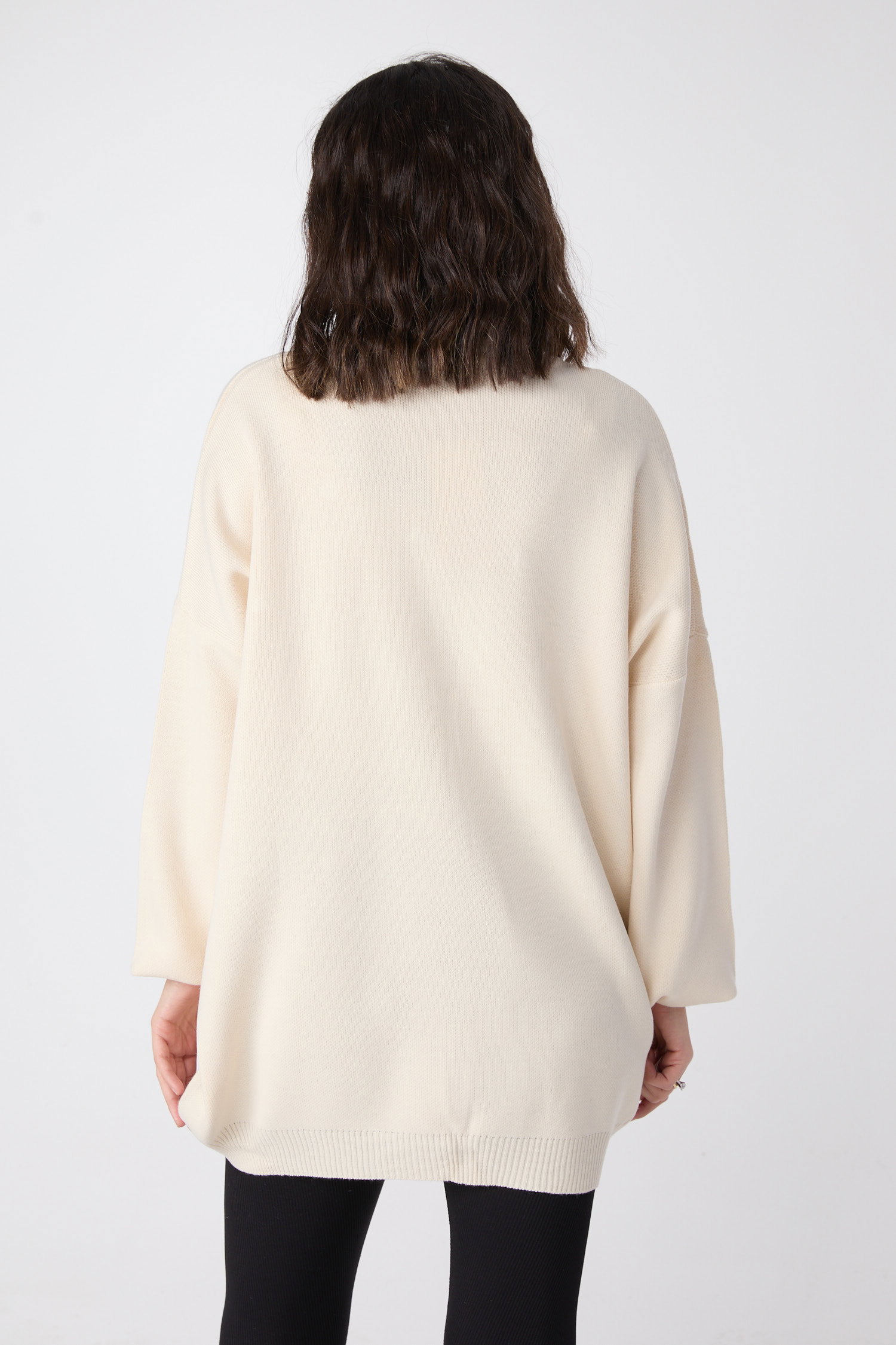 23870-KREM İnci Detaylı Triko Tunik - 4