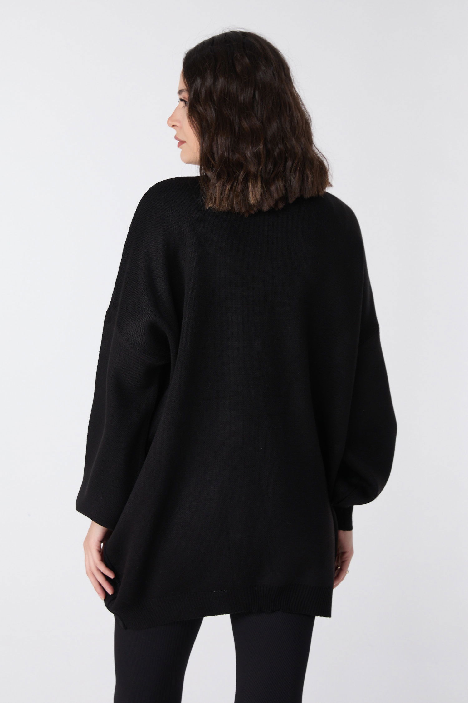 23870-SIYAH İnci Detaylı Triko Tunik - 5