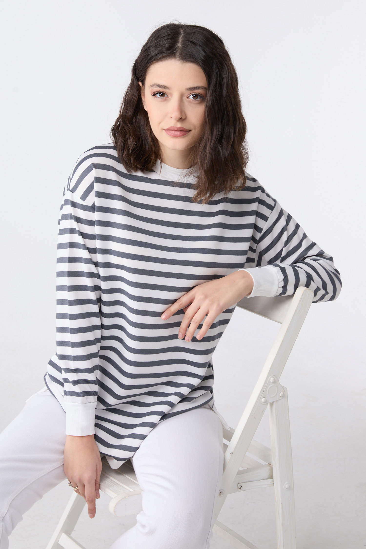 Çizgili Tunik Füme - 23891 - 1