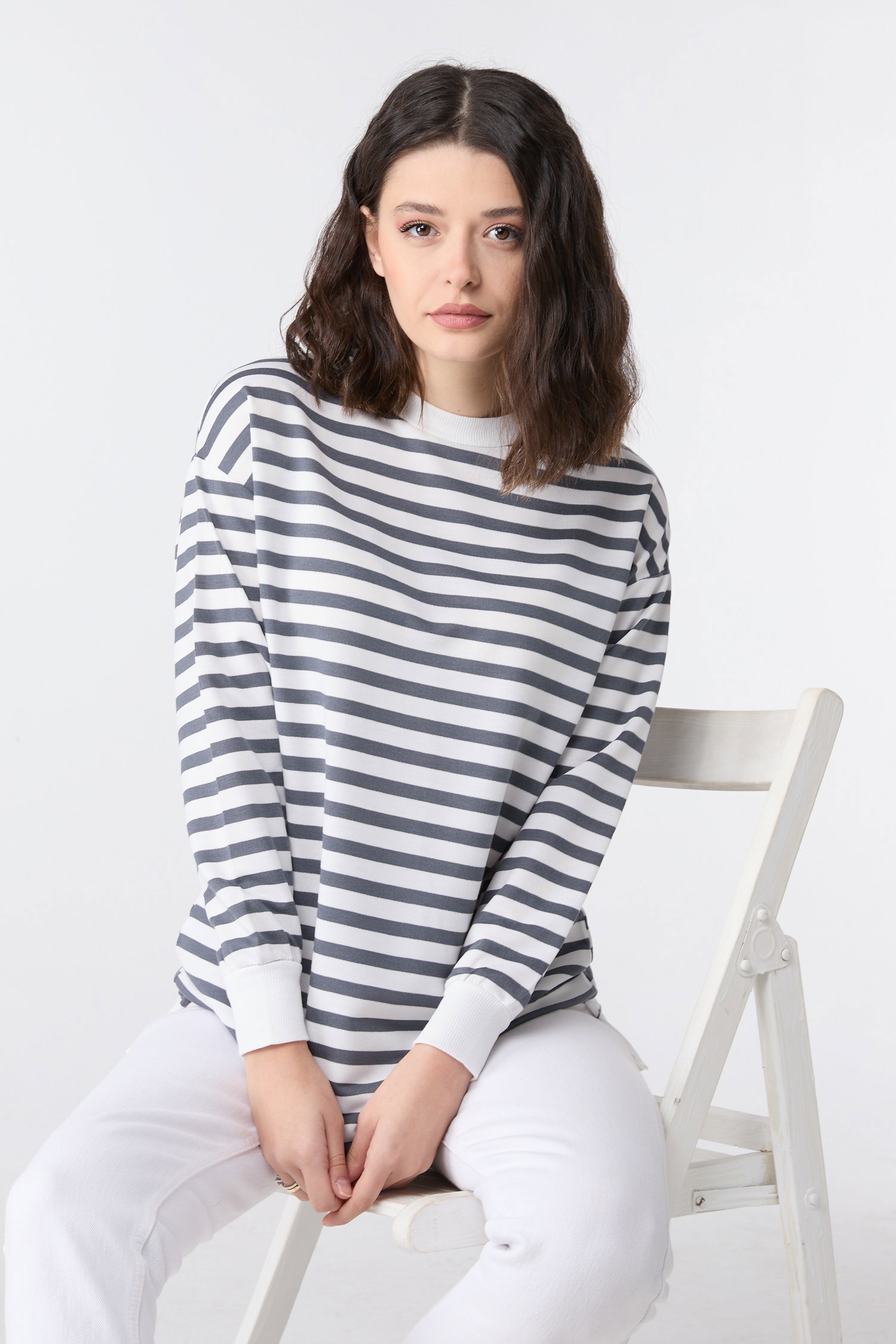 Çizgili Tunik Füme - 23891 - 3