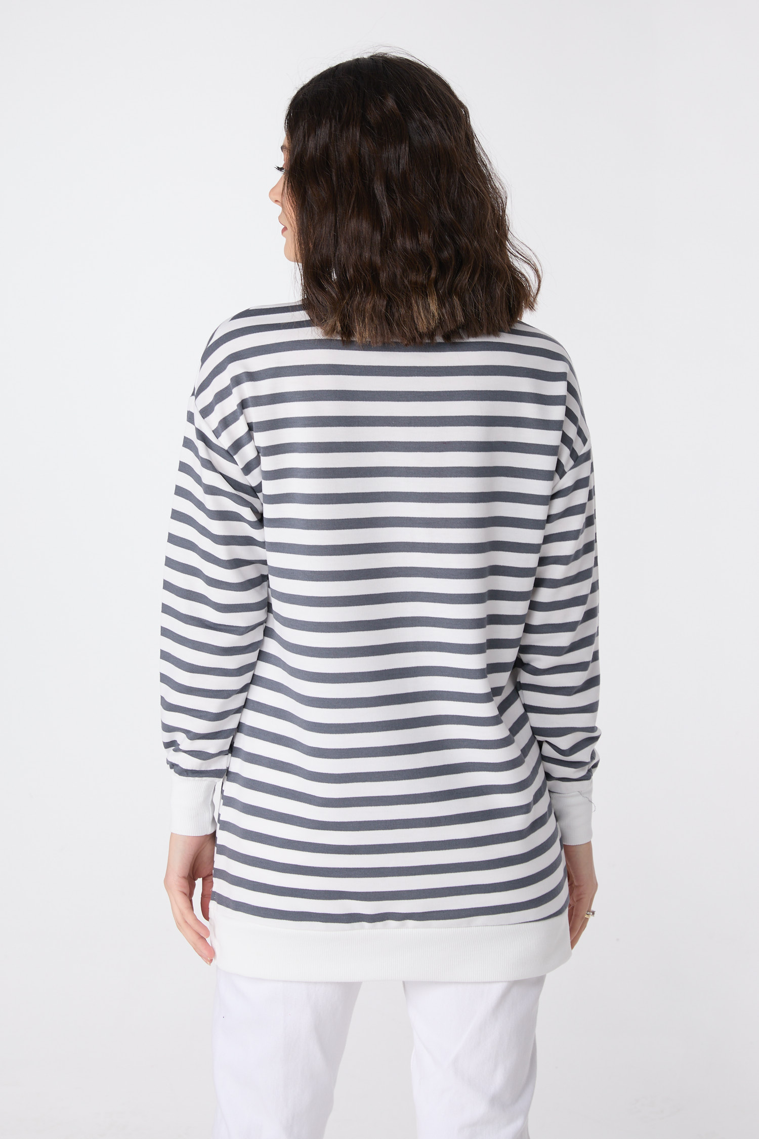 23892-FUME Çizgili Sweat - 4
