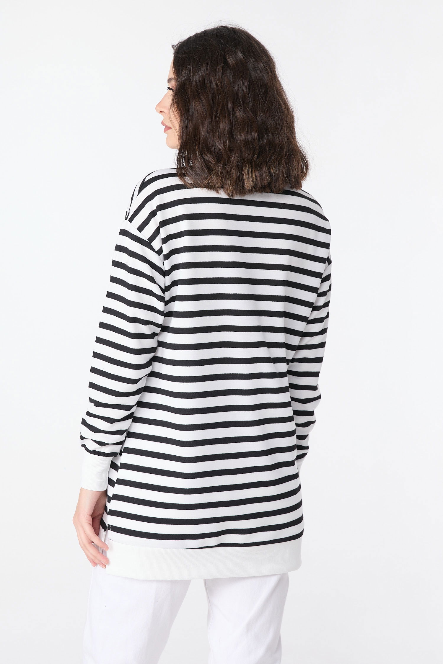 23892-SIYAH Çizgili Sweat - 4