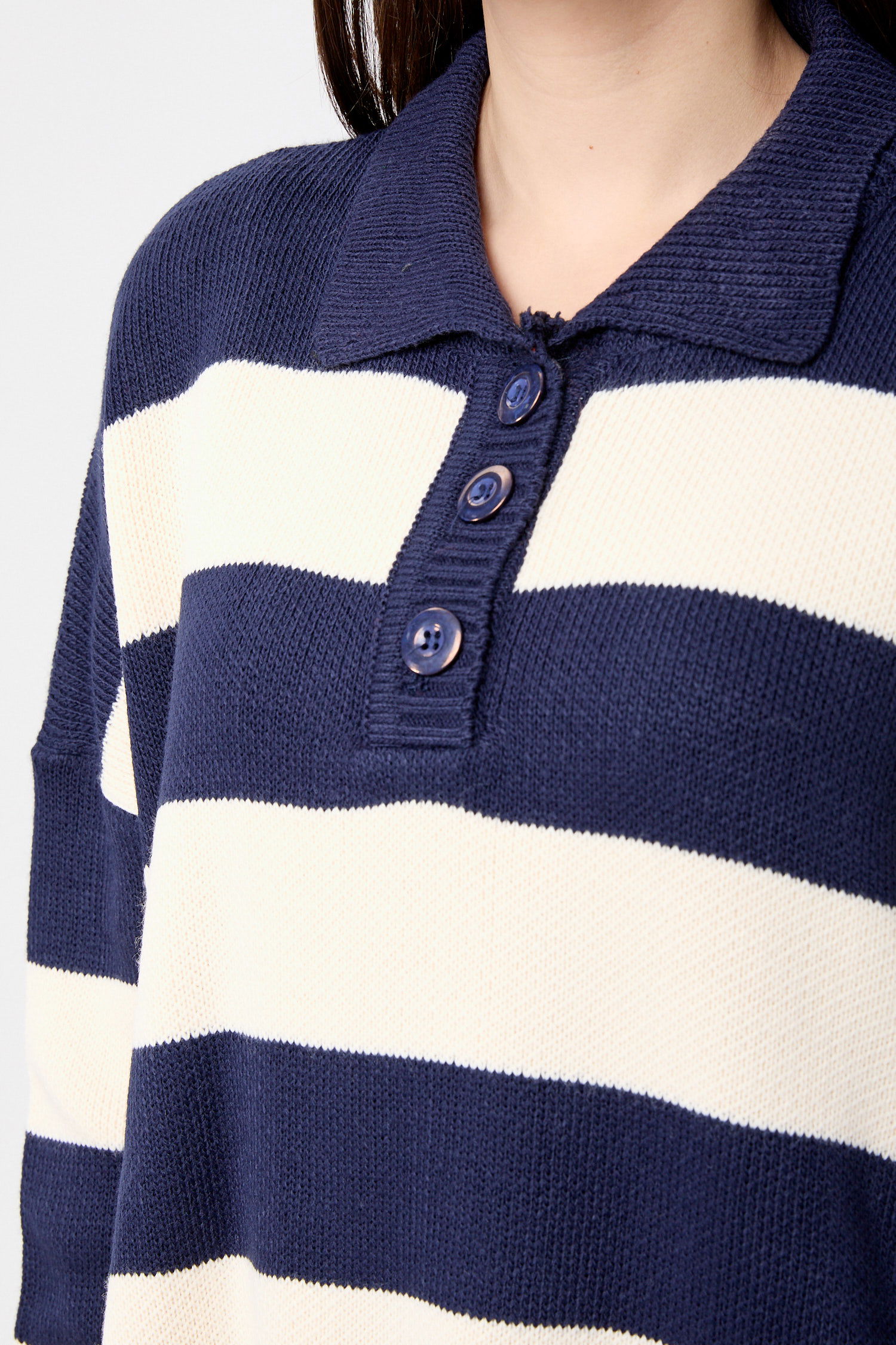 23895-LACIVERT-KREM Triko Tunik Pantolon - 5