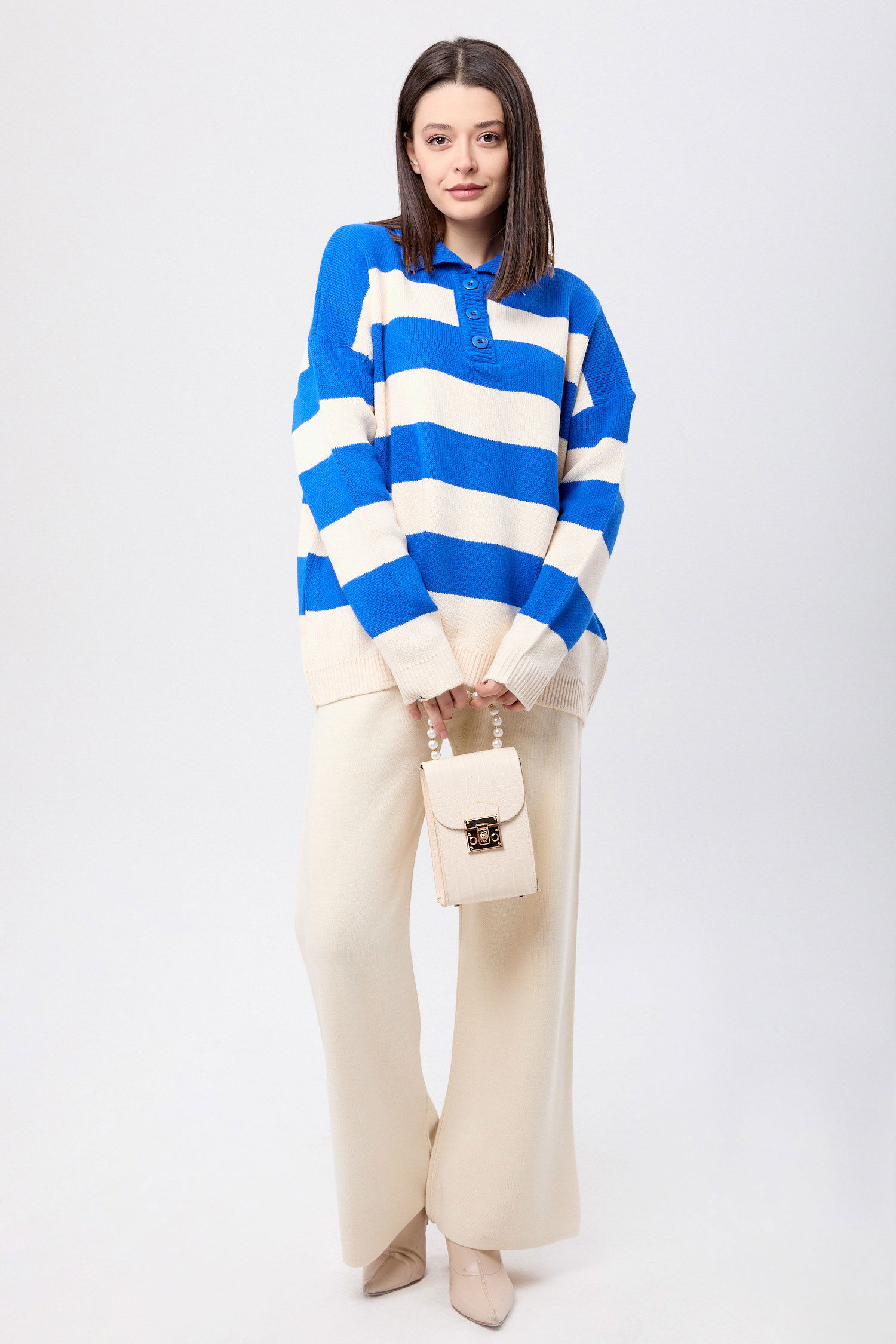 Triko Tunik Pantolon Saks-krem - 23895 - 2