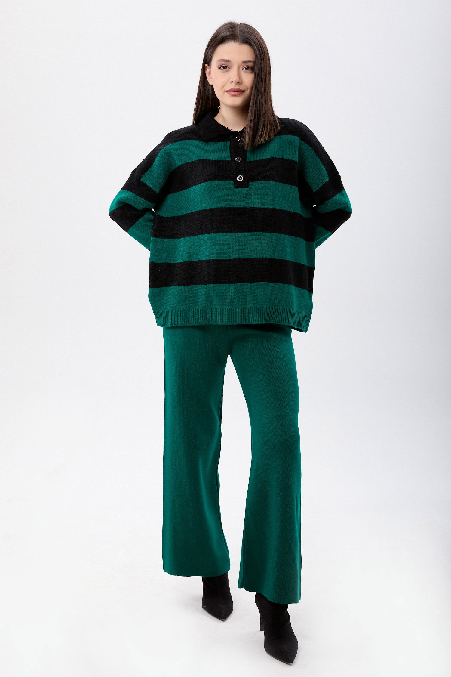 23895-SIYAH-ZUMRUT Triko Tunik Pantolon - 1