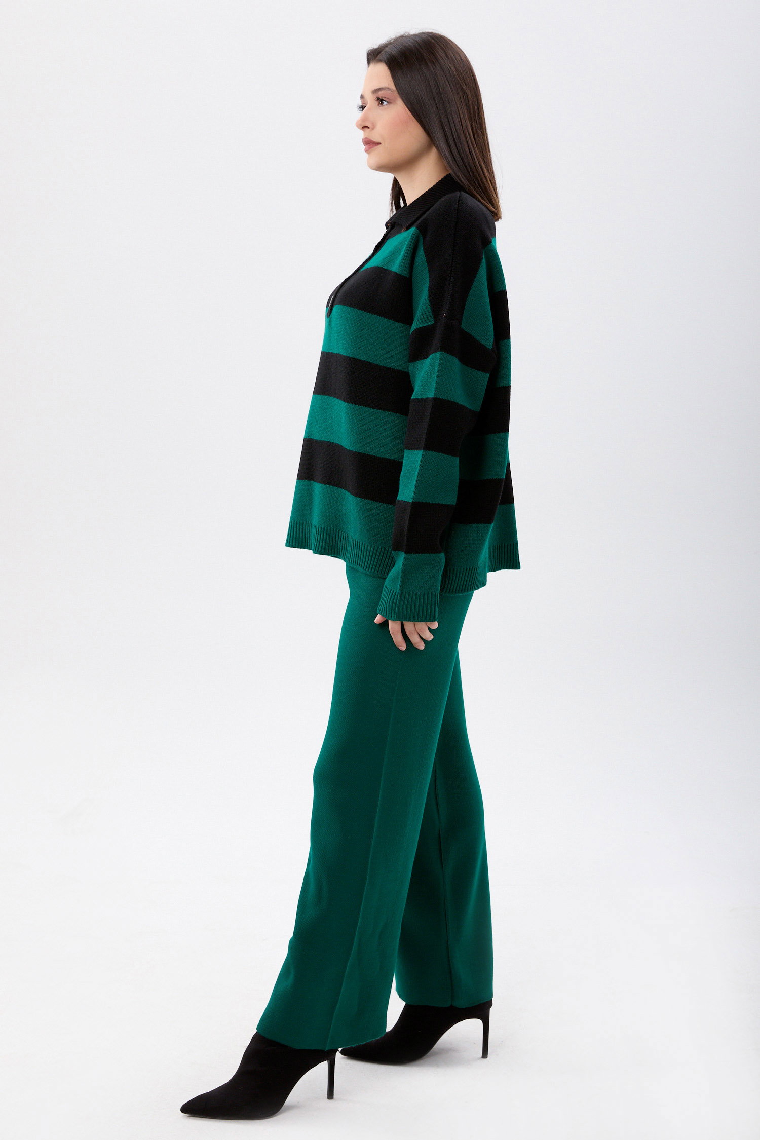 23895-SIYAH-ZUMRUT Triko Tunik Pantolon - 3
