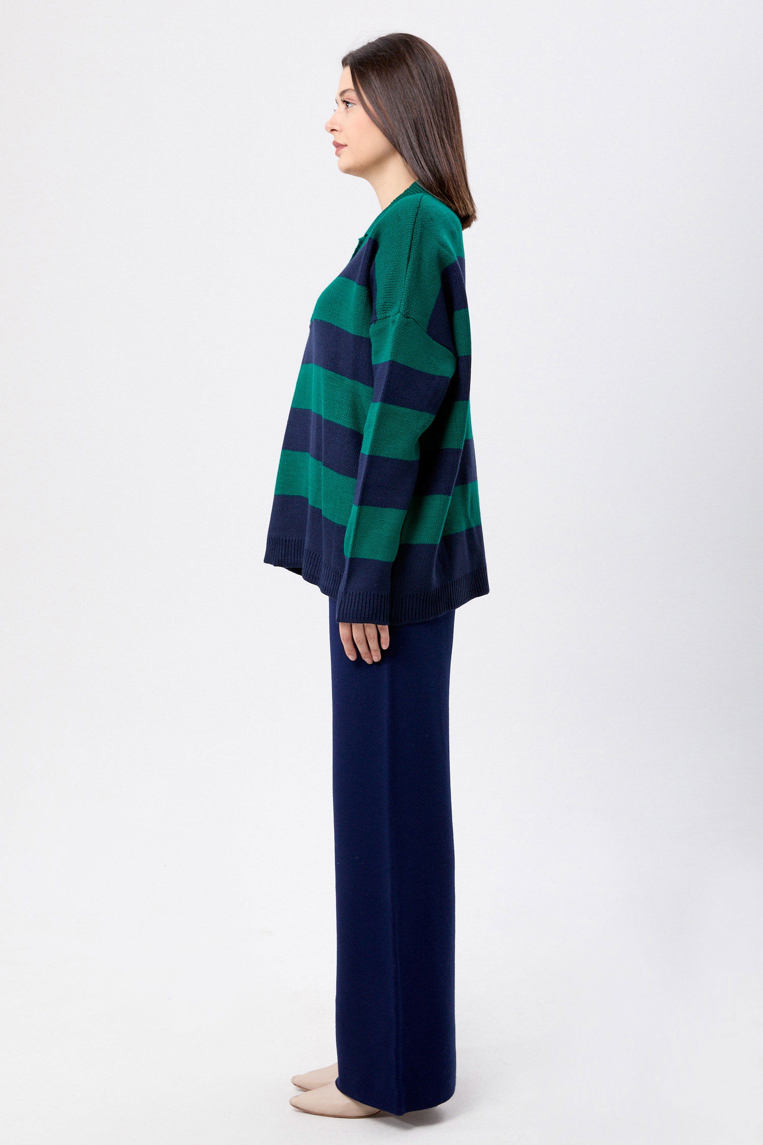 23895-ZUMRUT-LACIVERT Triko Tunik Pantolon - 2