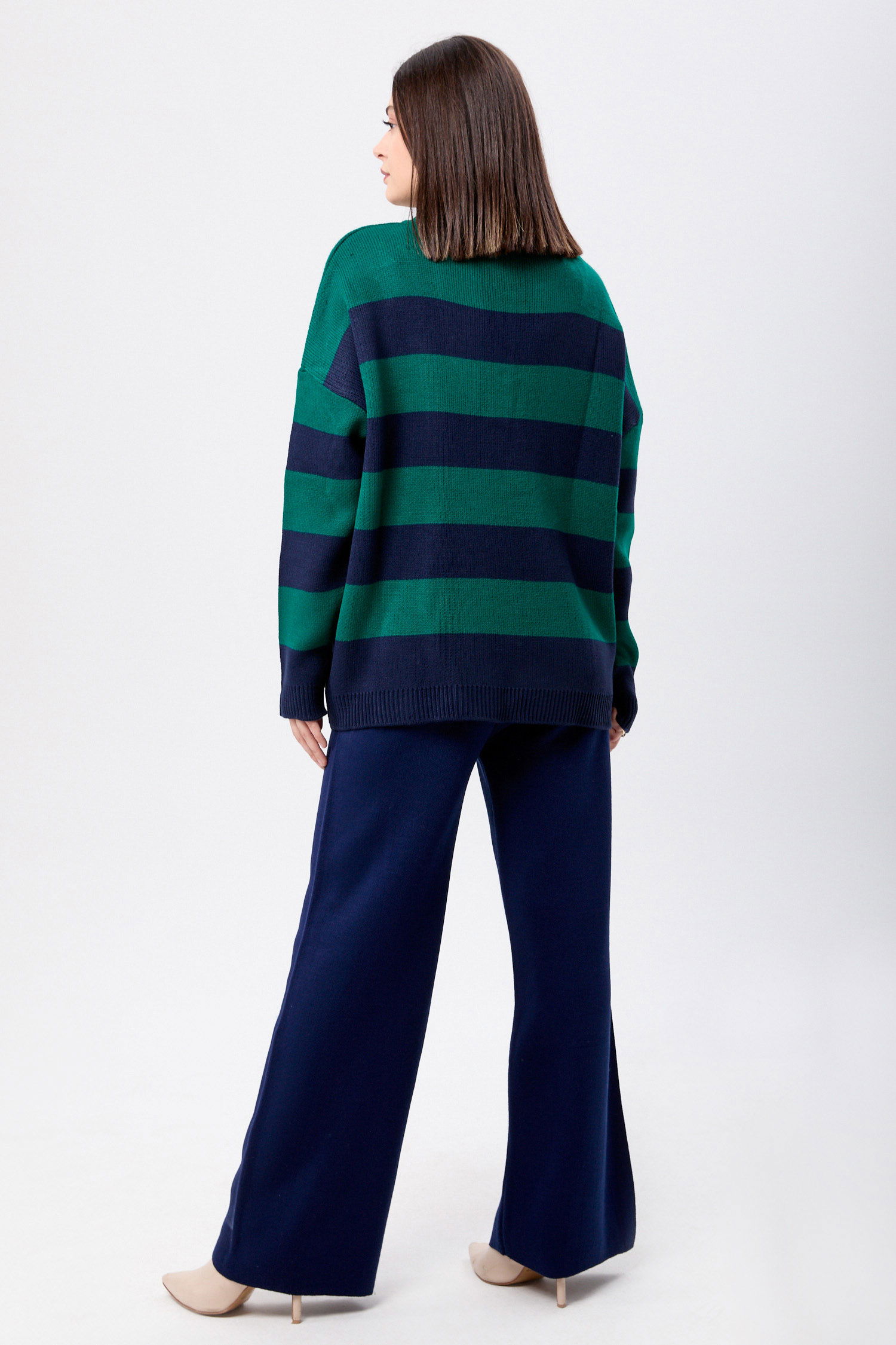 23895-ZUMRUT-LACIVERT Triko Tunik Pantolon - 4