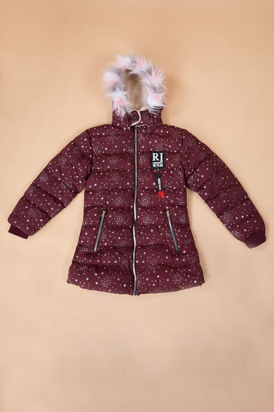 23901-BORDO Kız Çocuğu Montu 