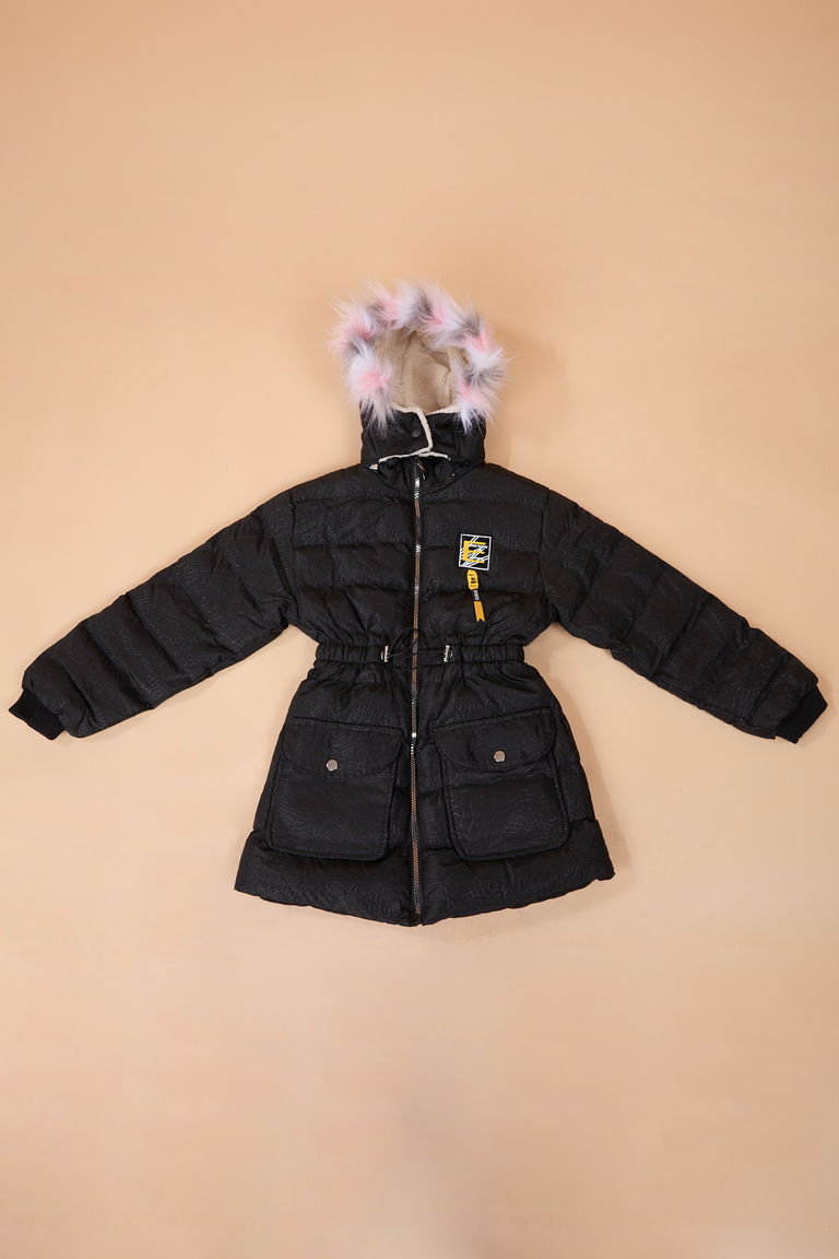 23902-SIYAH Kız Çocuk Montu - TOFİSA