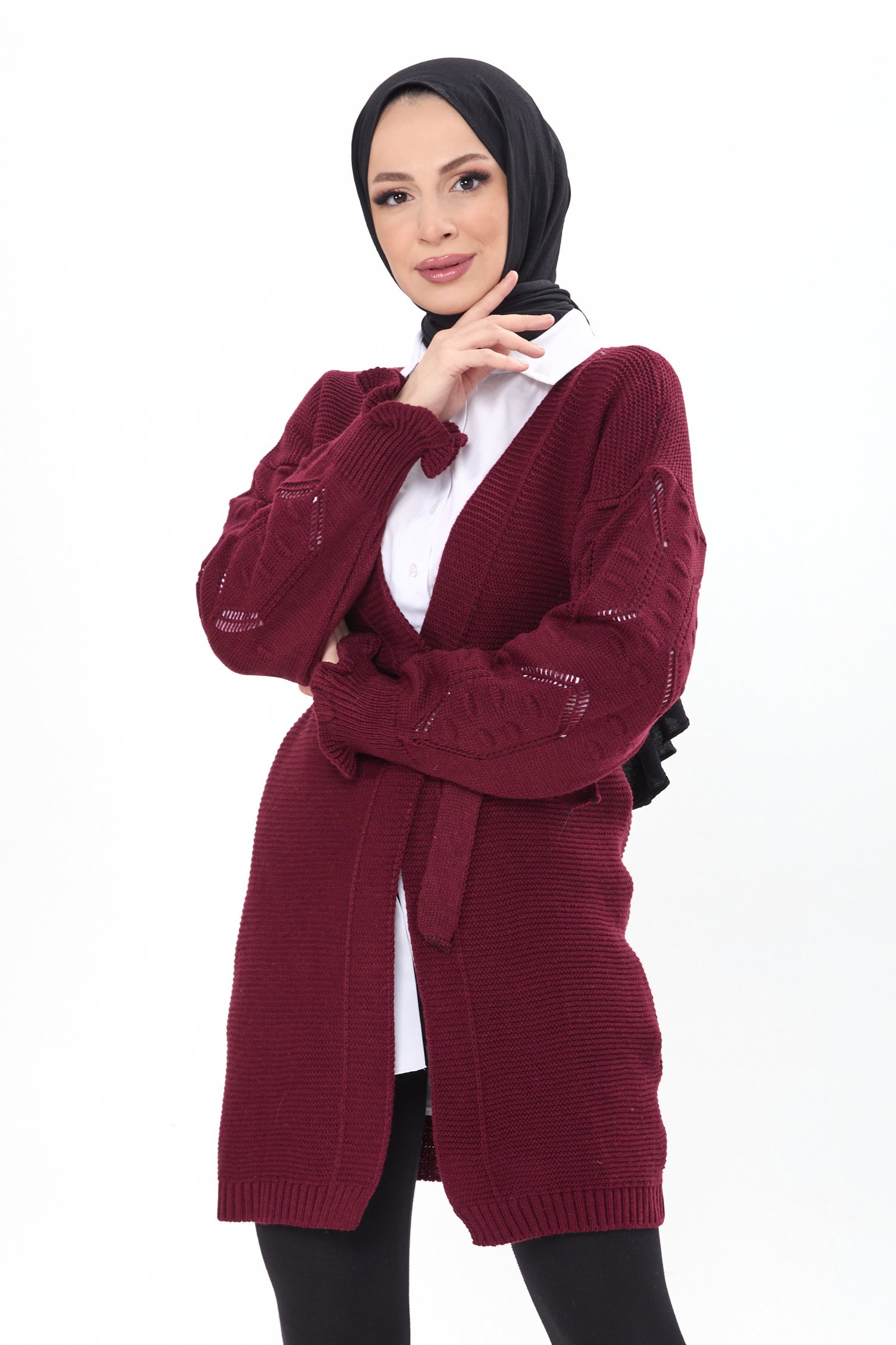 Triko Hırka Bordo - 23920 - 2