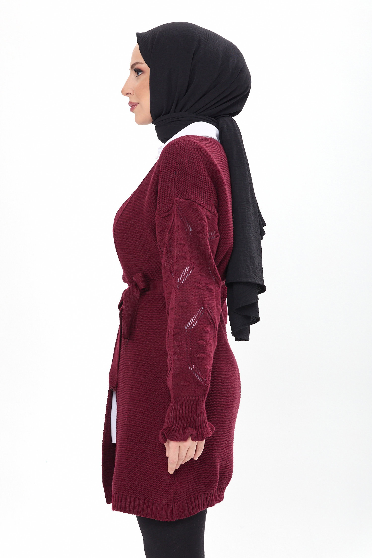 Triko Hırka Bordo - 23920 - 3