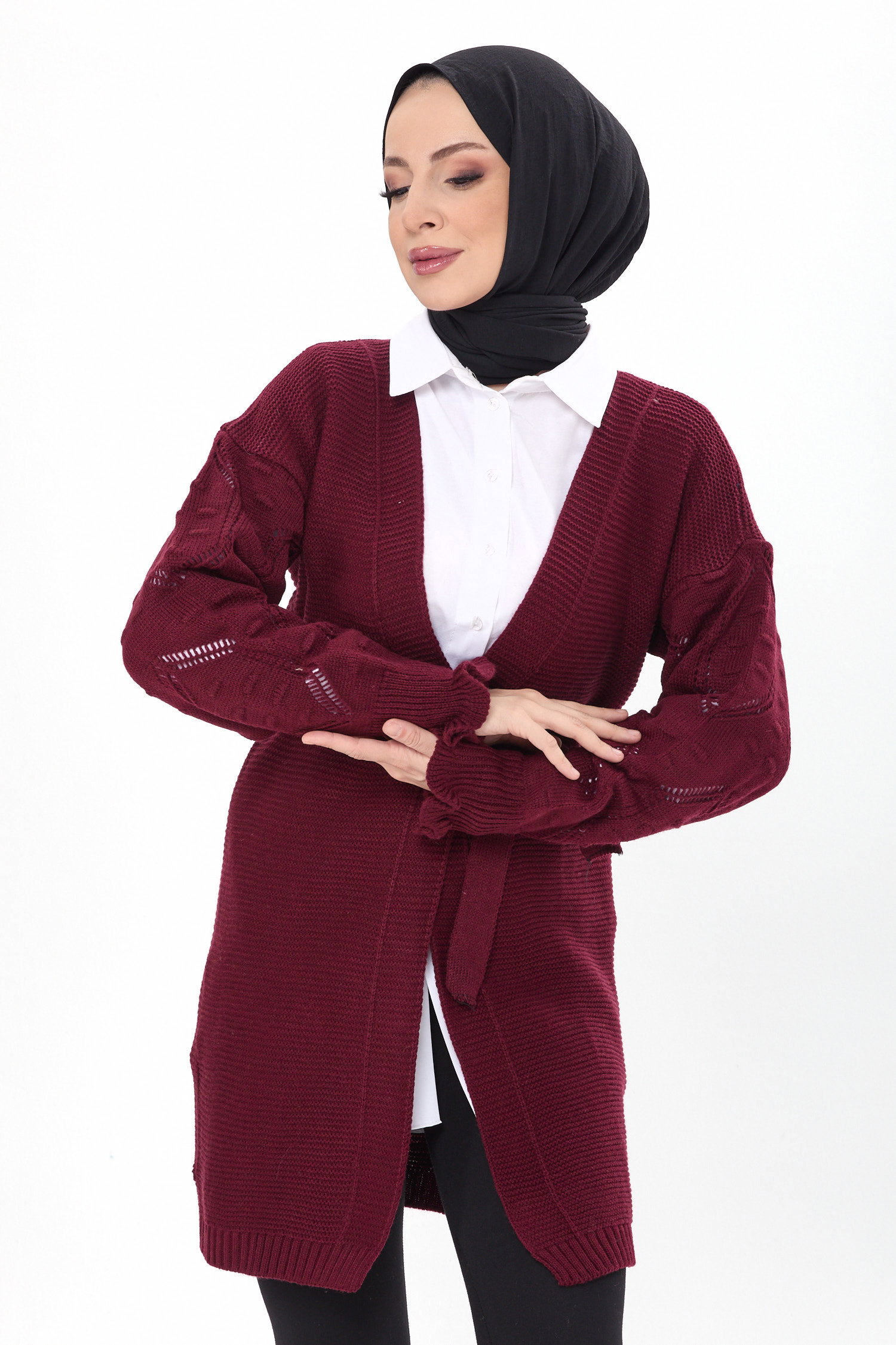 Triko Hırka Bordo - 23920 - 4