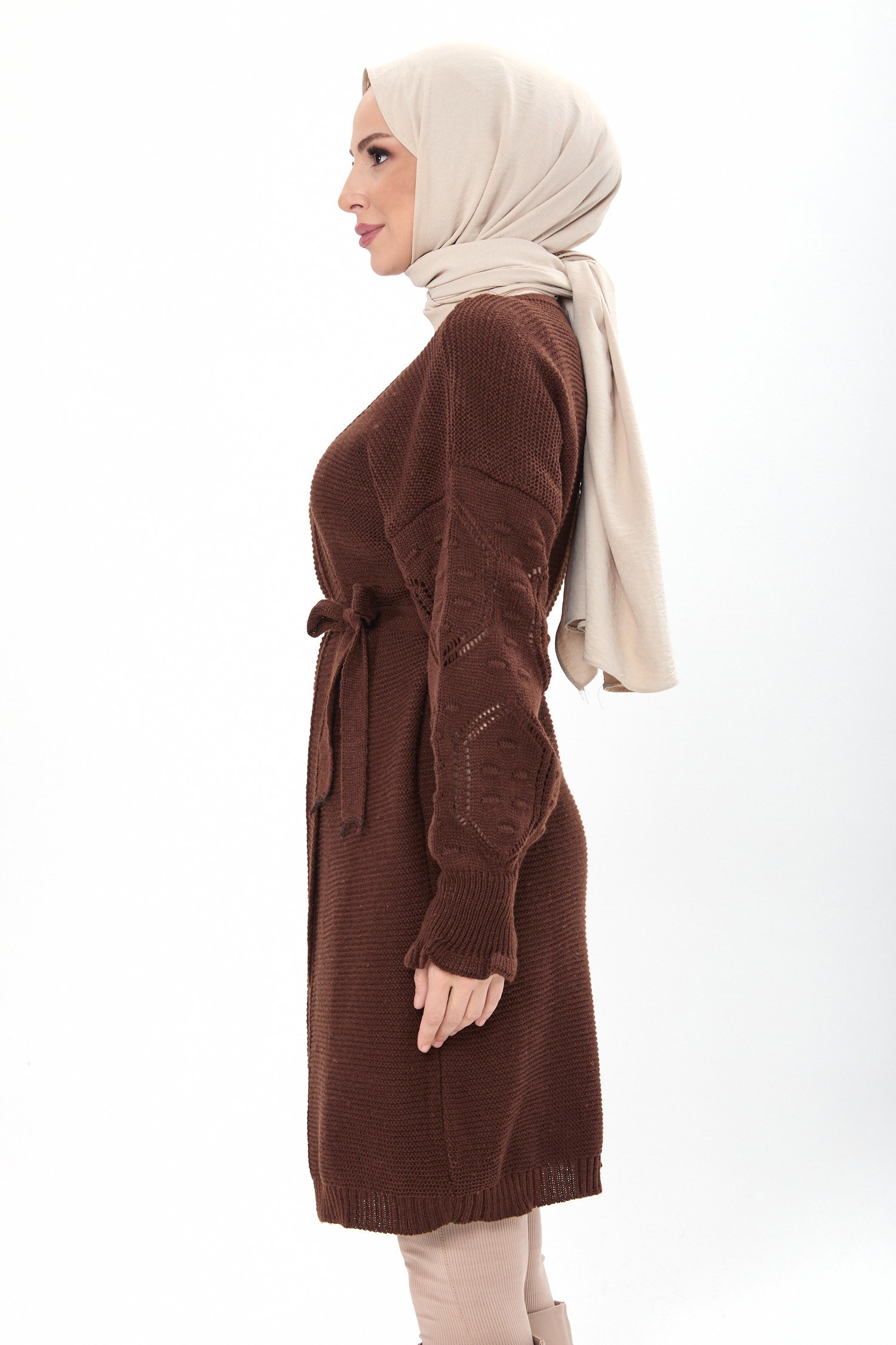 23920-KAHVE Triko Hırka - 2