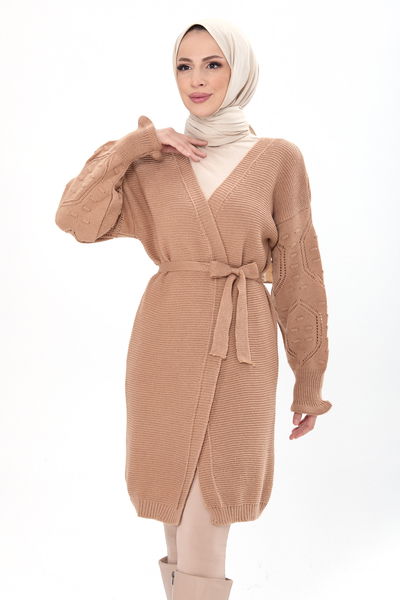 23920-KARAMEL Triko Hırka 