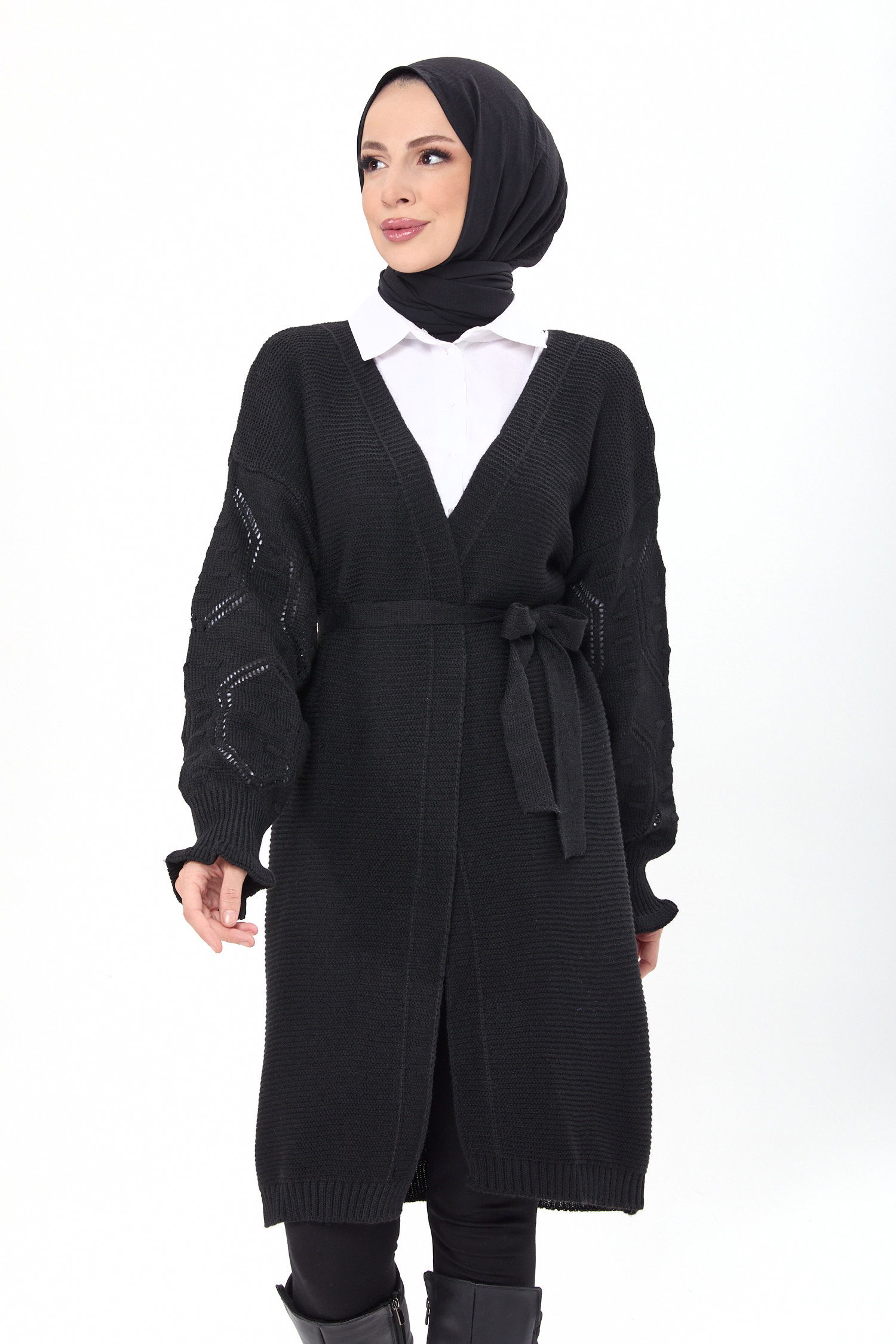 23920-SIYAH Triko Hırka - 2