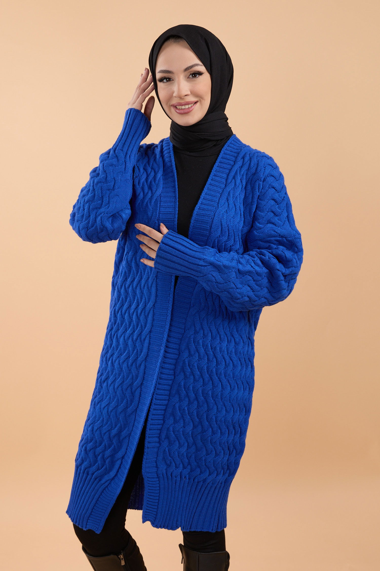 23921-SAKS Sepet Örgü Triko Hırka - 4