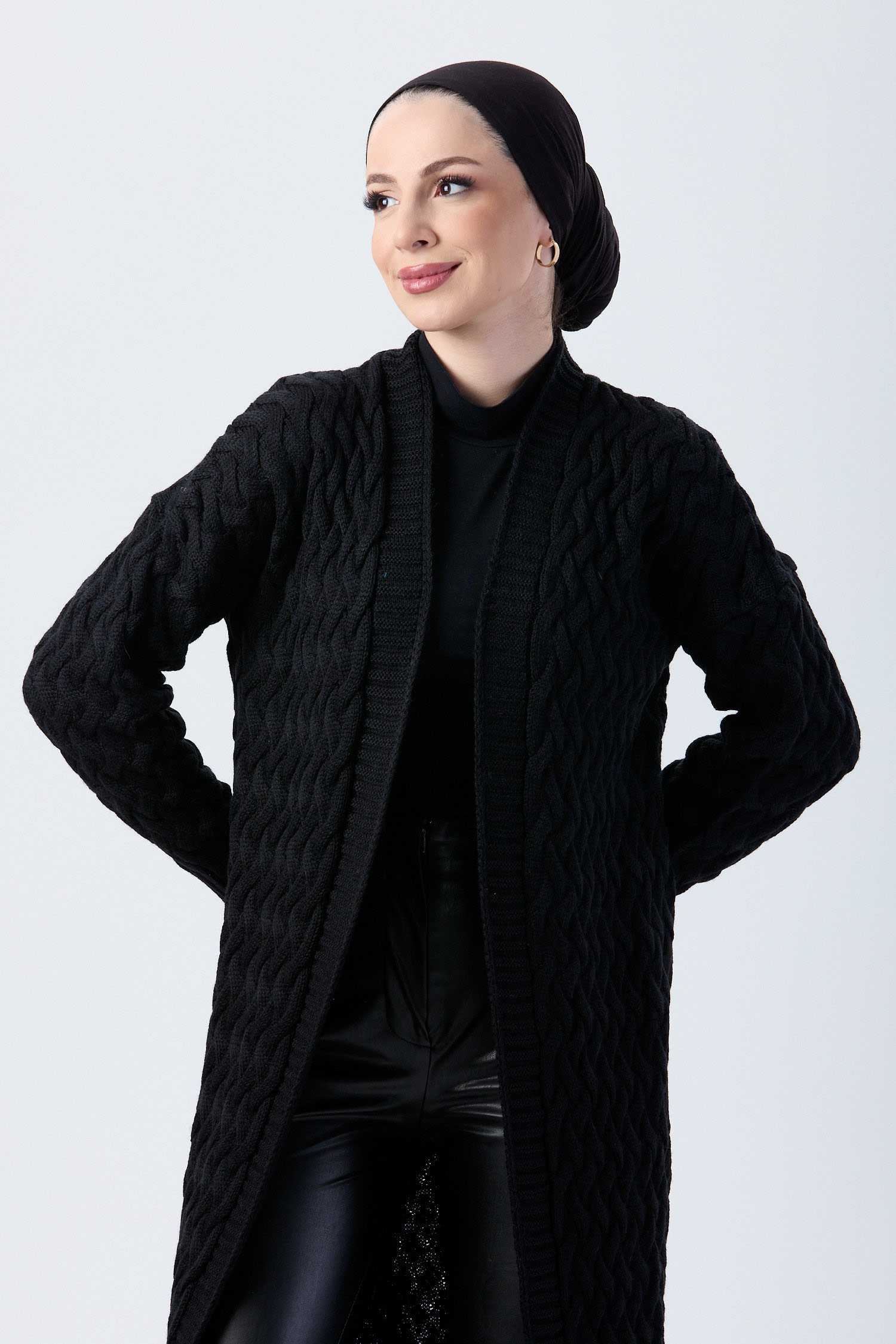 23921-SIYAH Triko Hırka - 4
