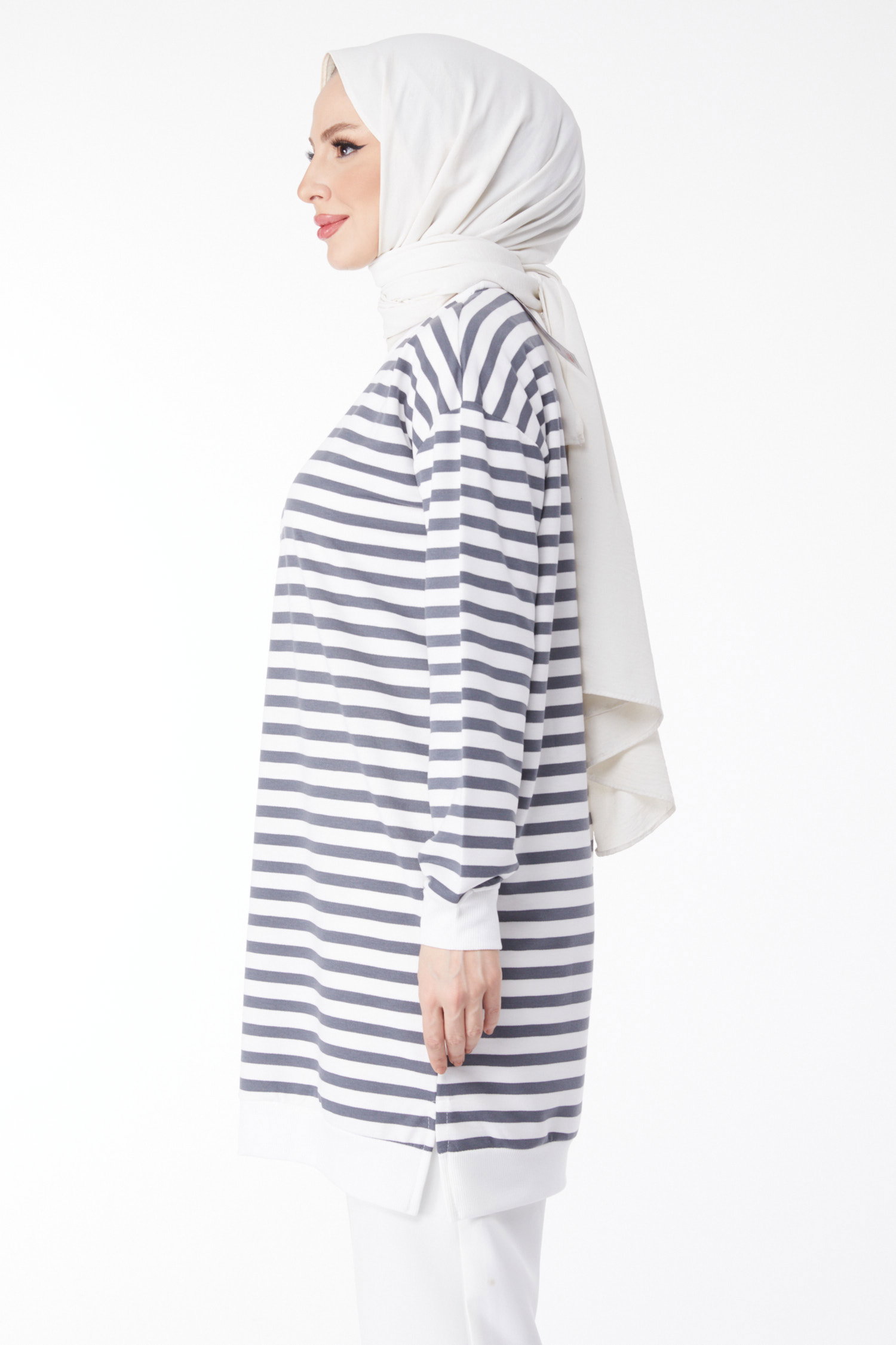 23925-FUME Çizgili Tunik - 9