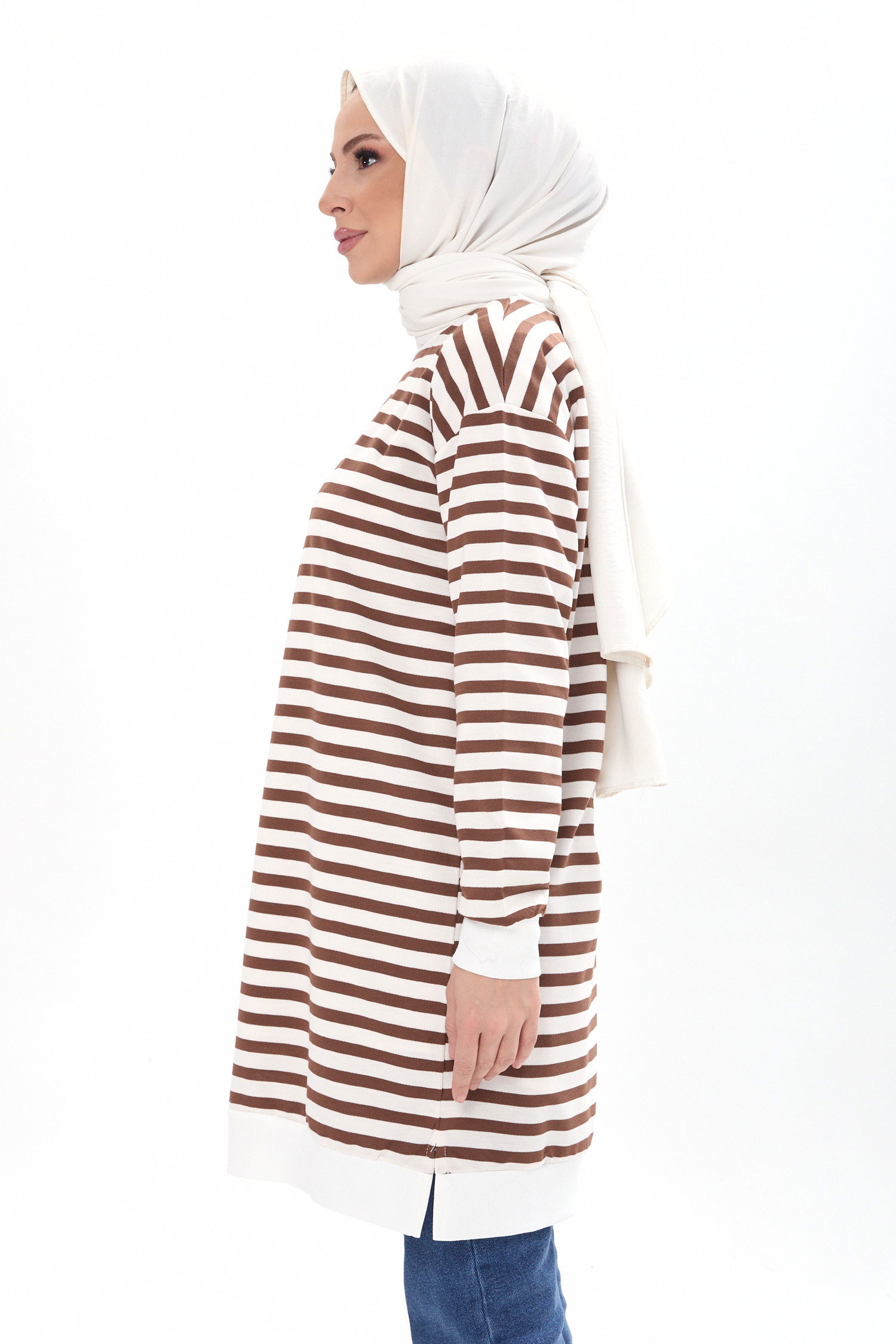 Çizgili Tunik Kahve - 23925 - 7