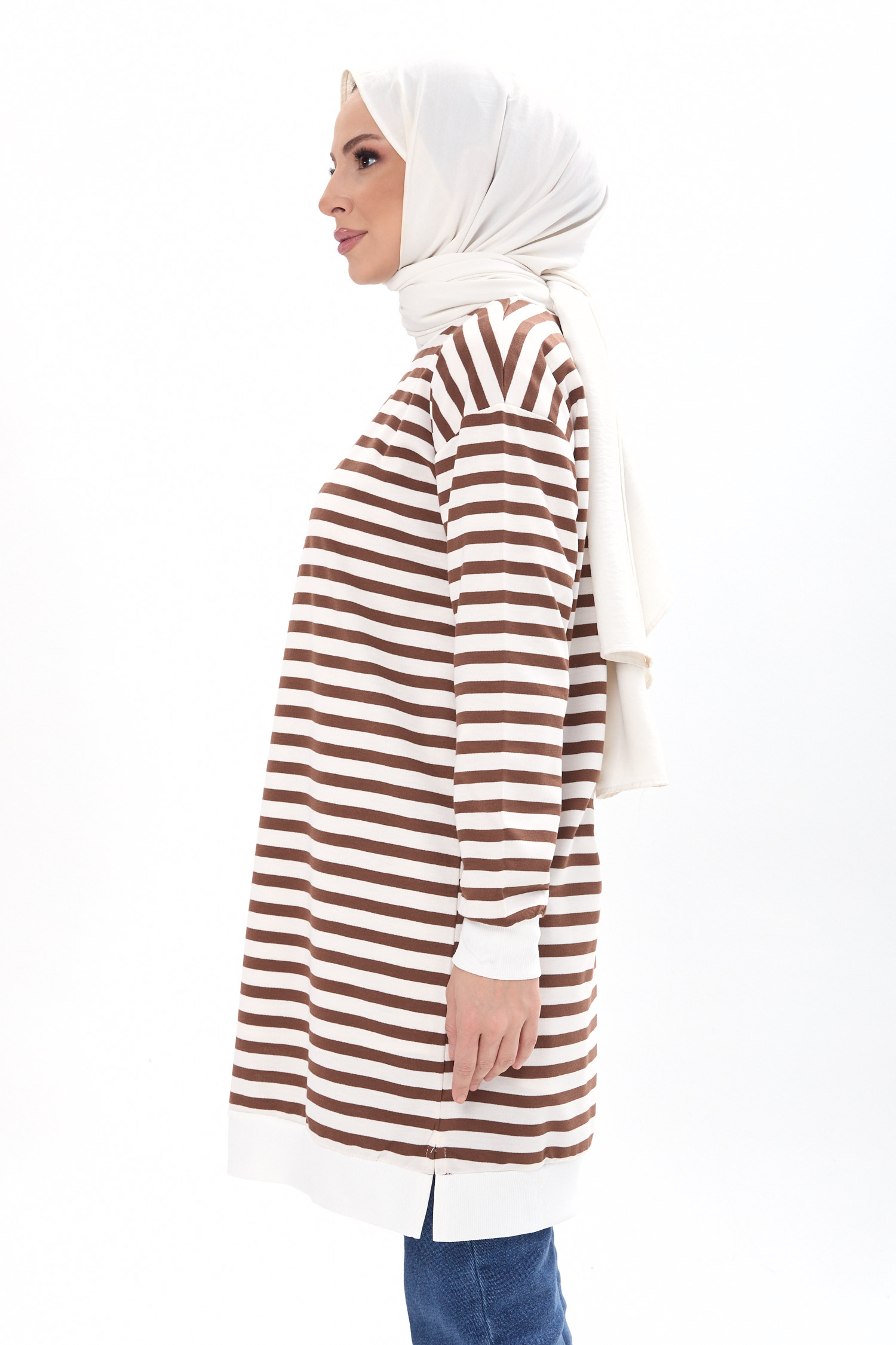 Çizgili Tunik Kahve - 23925 - 3