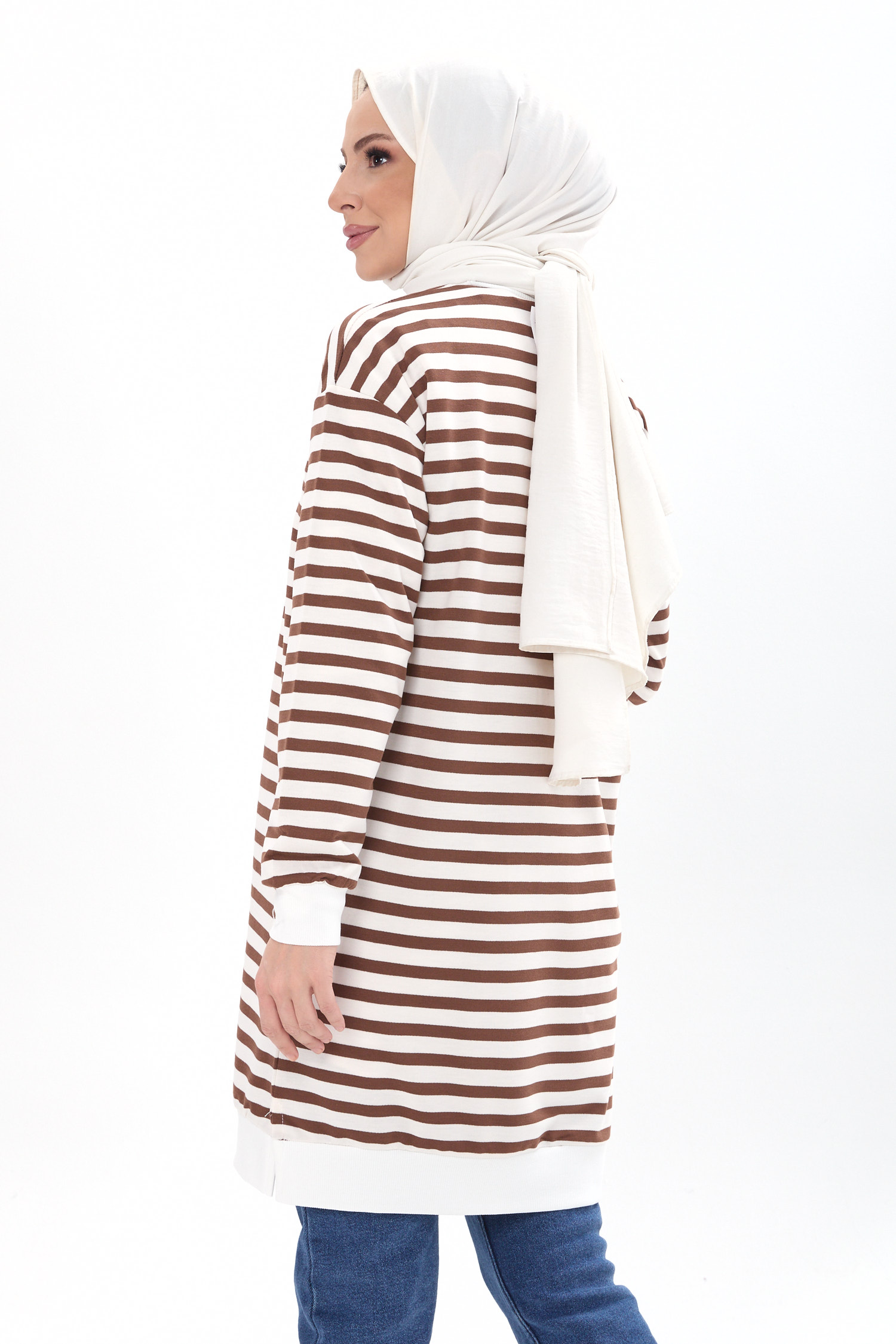 Çizgili Tunik Kahve - 23925 - 4