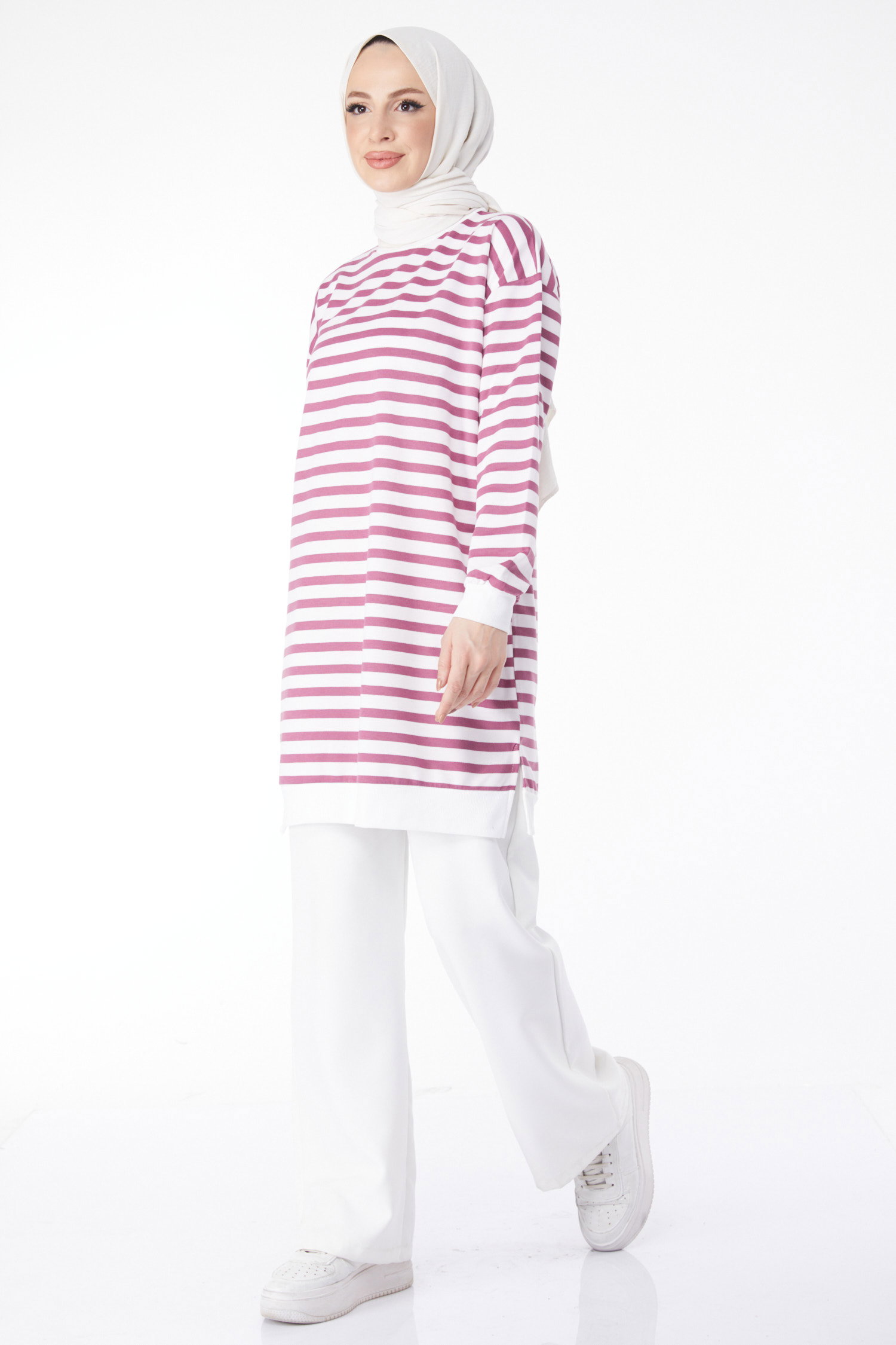 Çizgili Tunik Lila - 23925 - 24