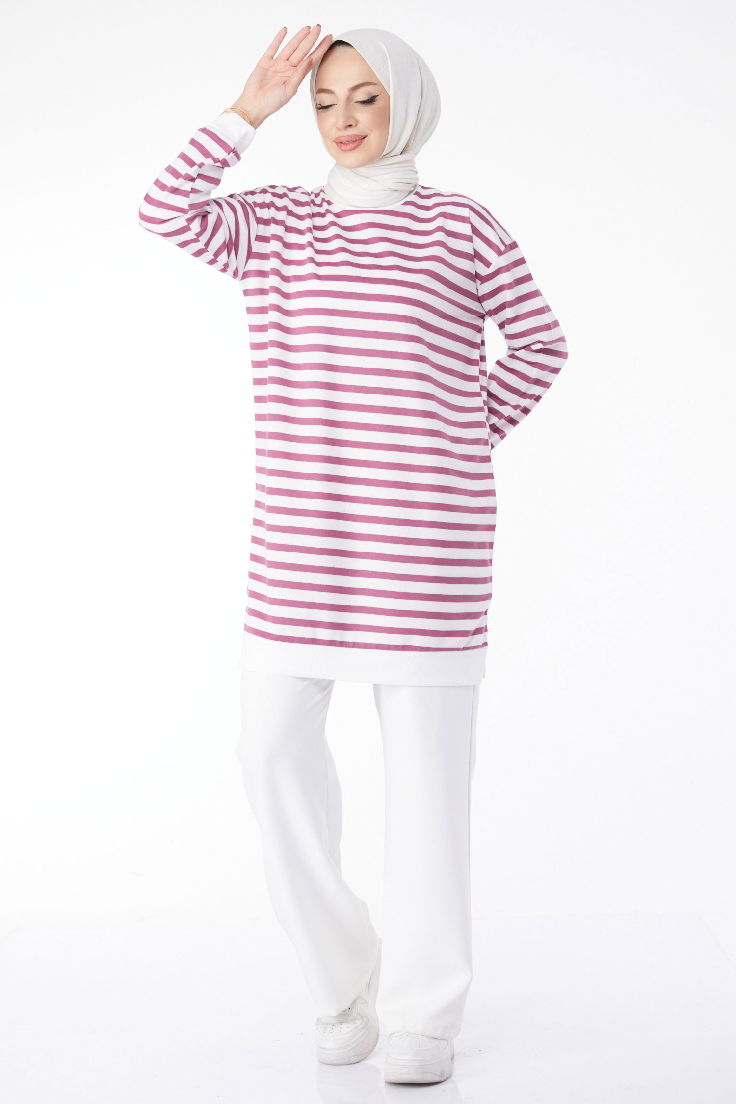 Çizgili Tunik Lila - 23925 - 23