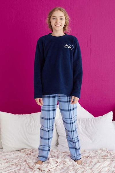 23928-BEBE-MAVI Çocuk Pijama Takımı 