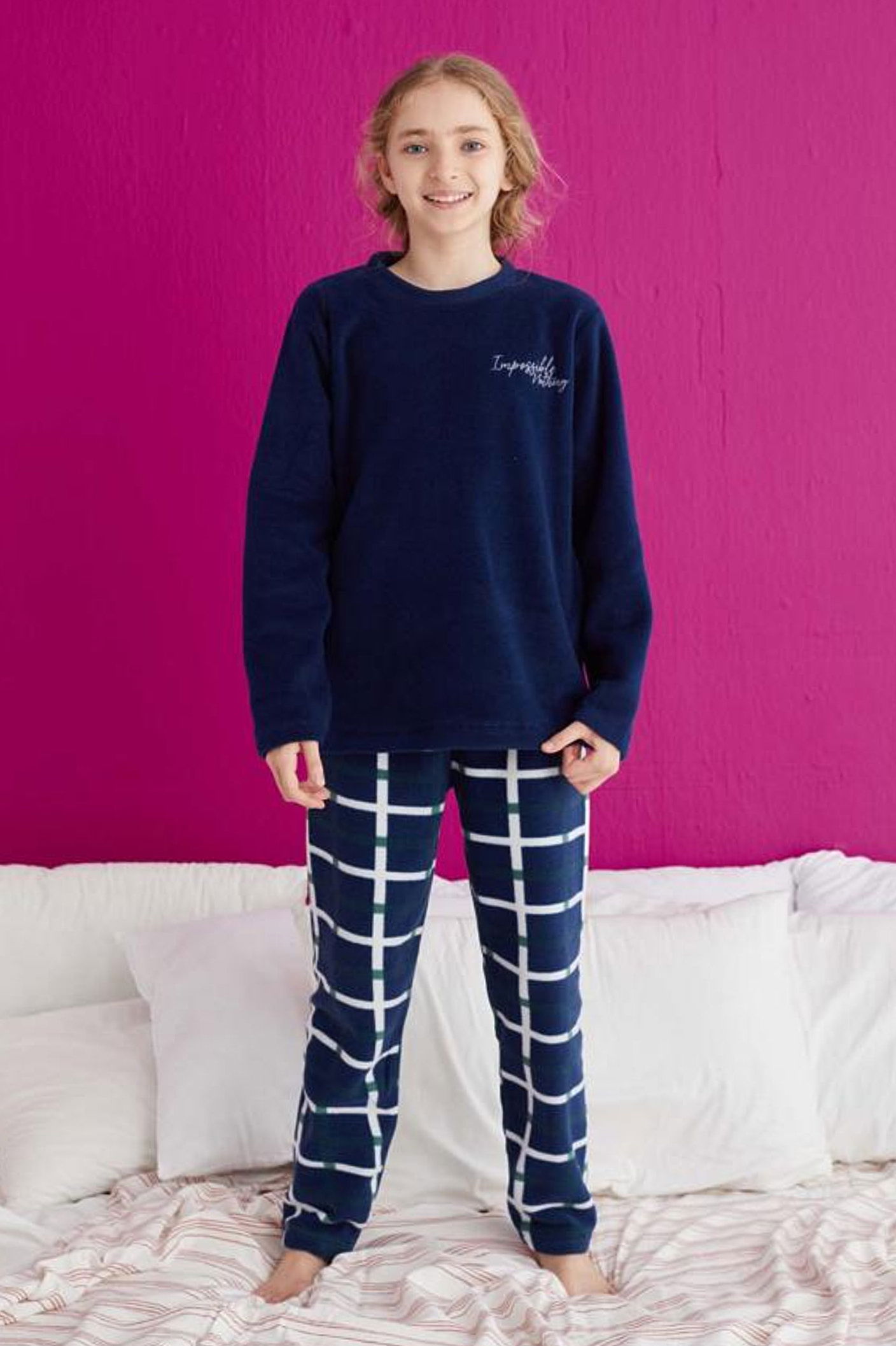 23930-LACIVERT Çocuk Pijama Takımı - 1