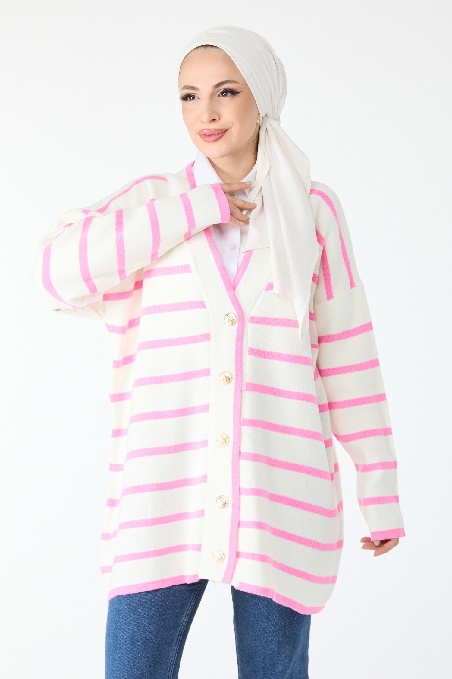 23972-SEKERPEMBE Triko Hırka - 1