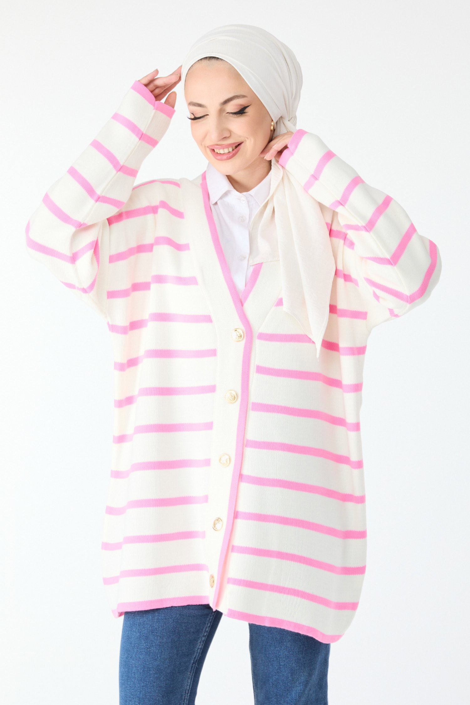 23972-SEKERPEMBE Triko Hırka - 4