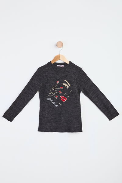 23987-SIYAH Çocuk Sweatshirt 