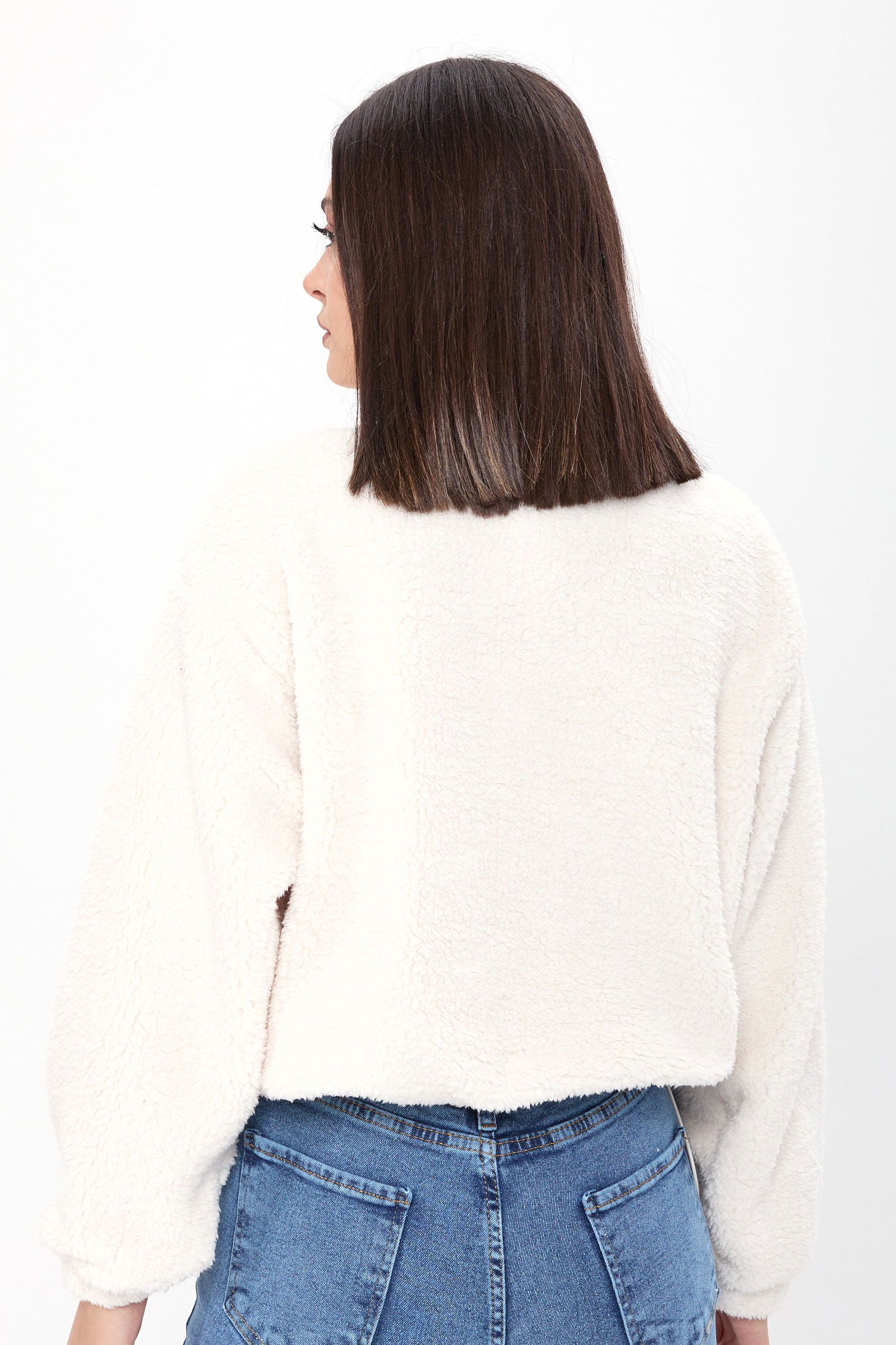 24001-BEYAZ Peluş Sweat - 5