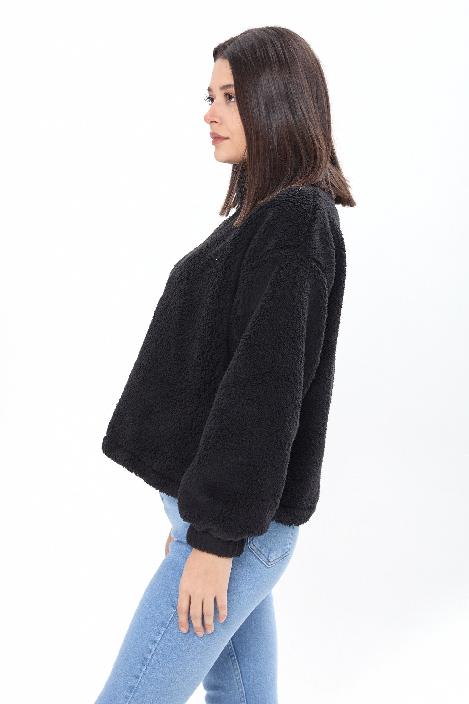 24001-SIYAH Peluş Sweat - 3