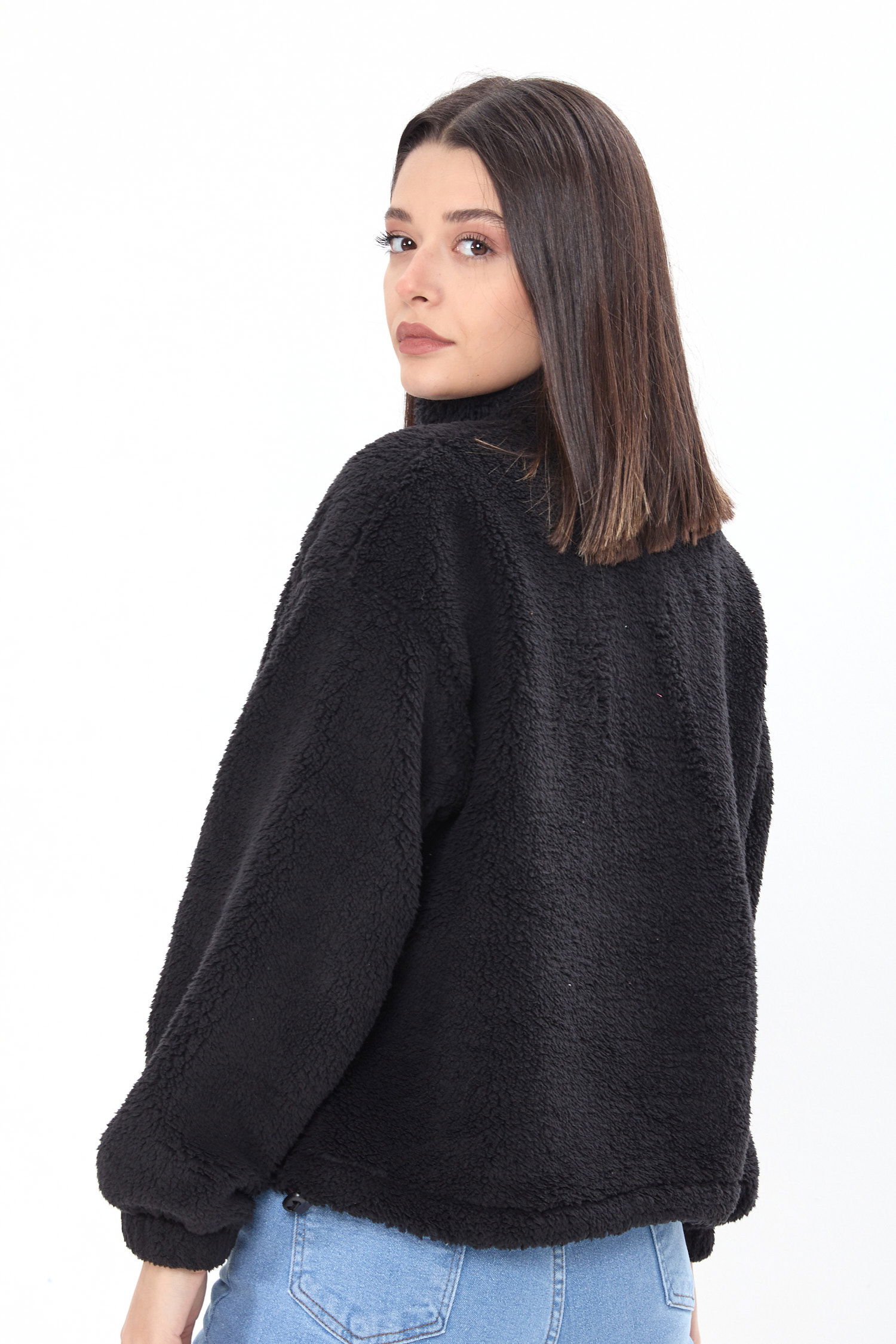 24001-SIYAH Peluş Sweat - 5