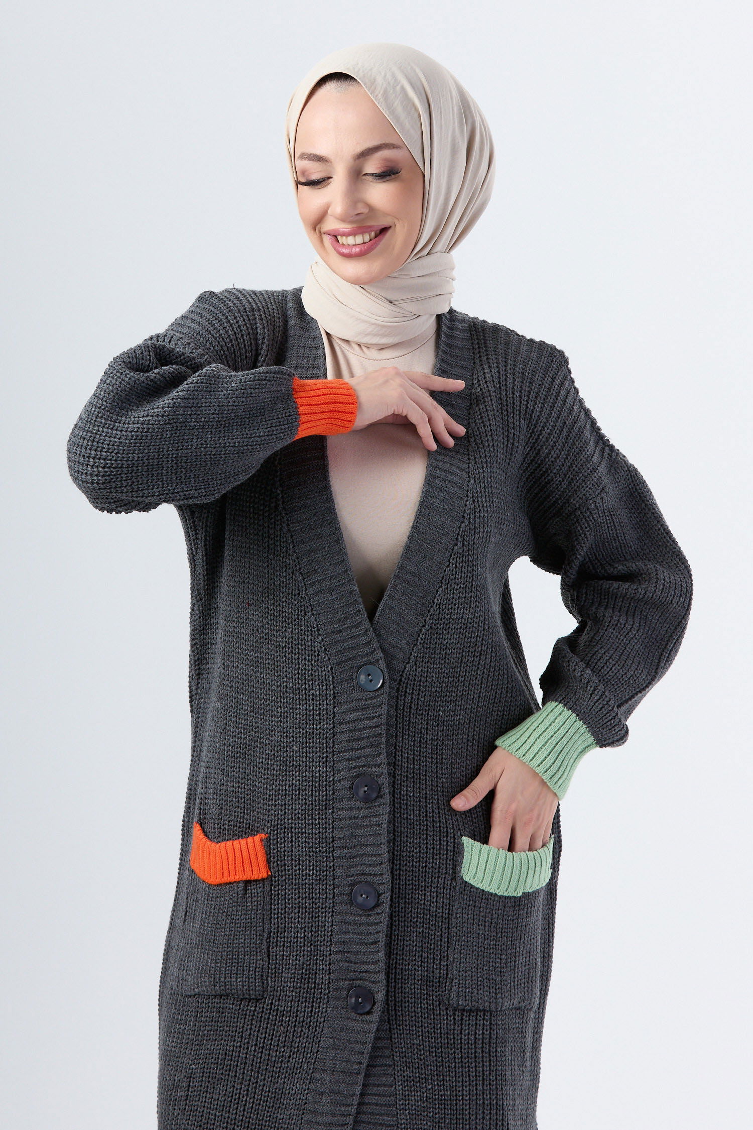 24006-ANTRASIT Triko Hırka - 1