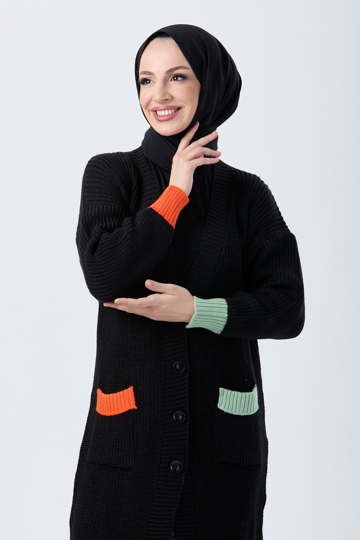 24006-SIYAH Triko Hırka - 4