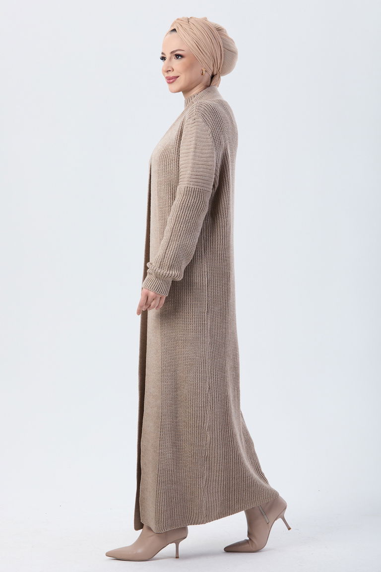 24007-VIZON Hırka Elbise Triko Tesettur Takım - TOFİSA